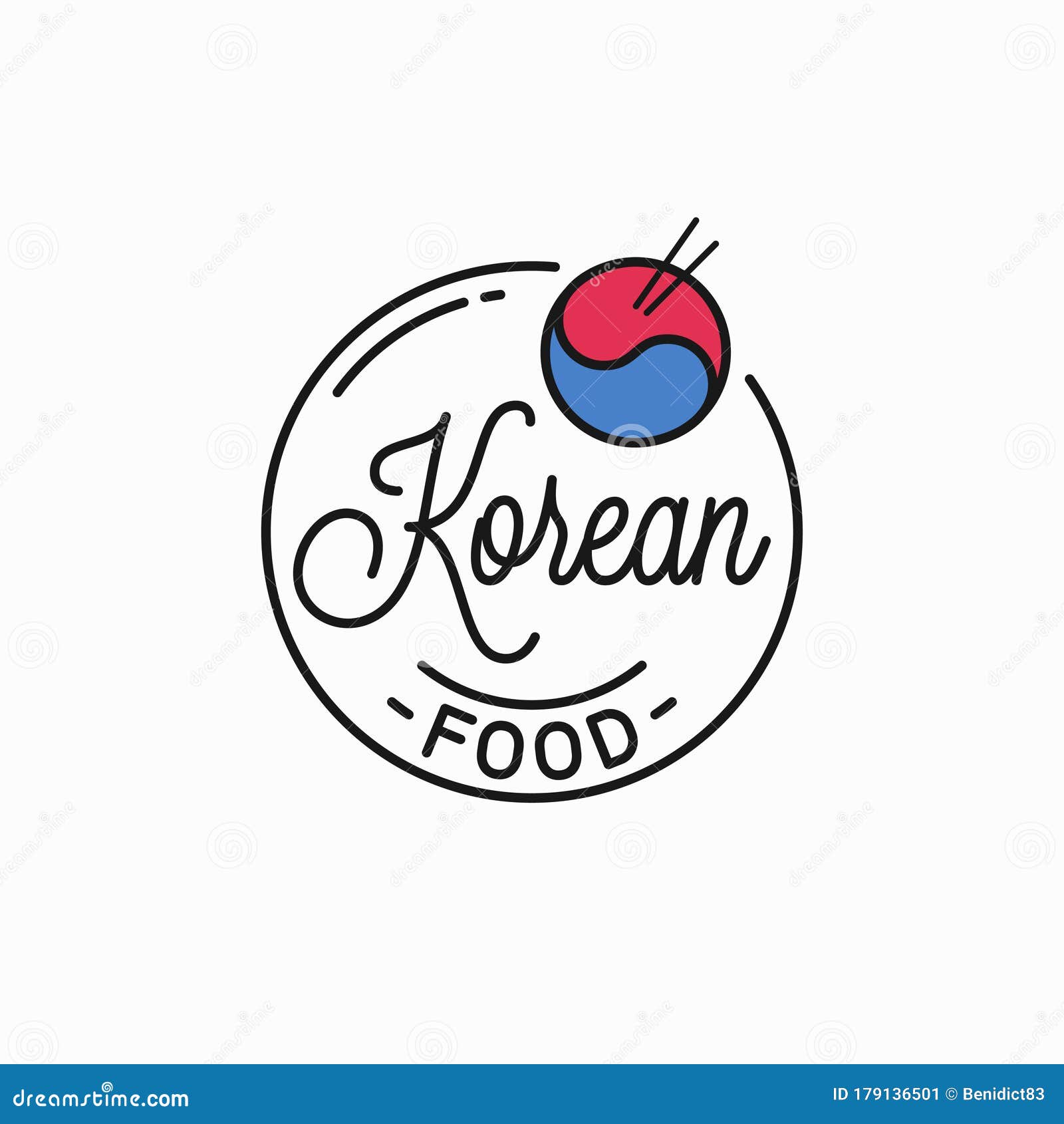 korean food logo. round linear of korean dishes