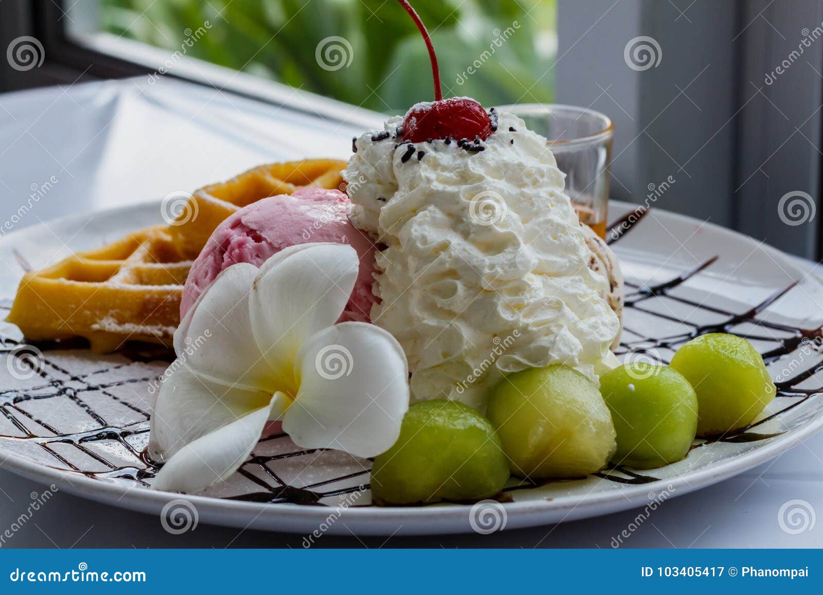 Korean Iced Desserts Melon Bingsu in the Cafe Stock Image Image of