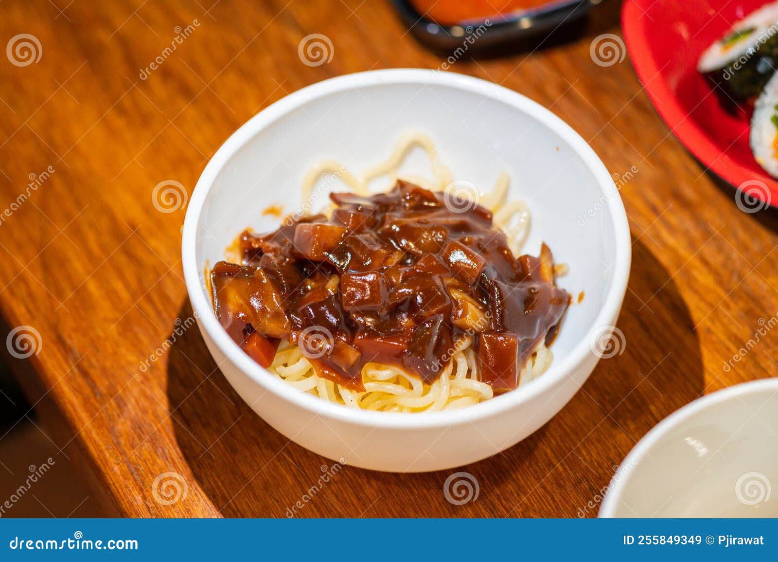Korean Instant Noodle with Spicy Sauce and Chicken Stock Image - Image