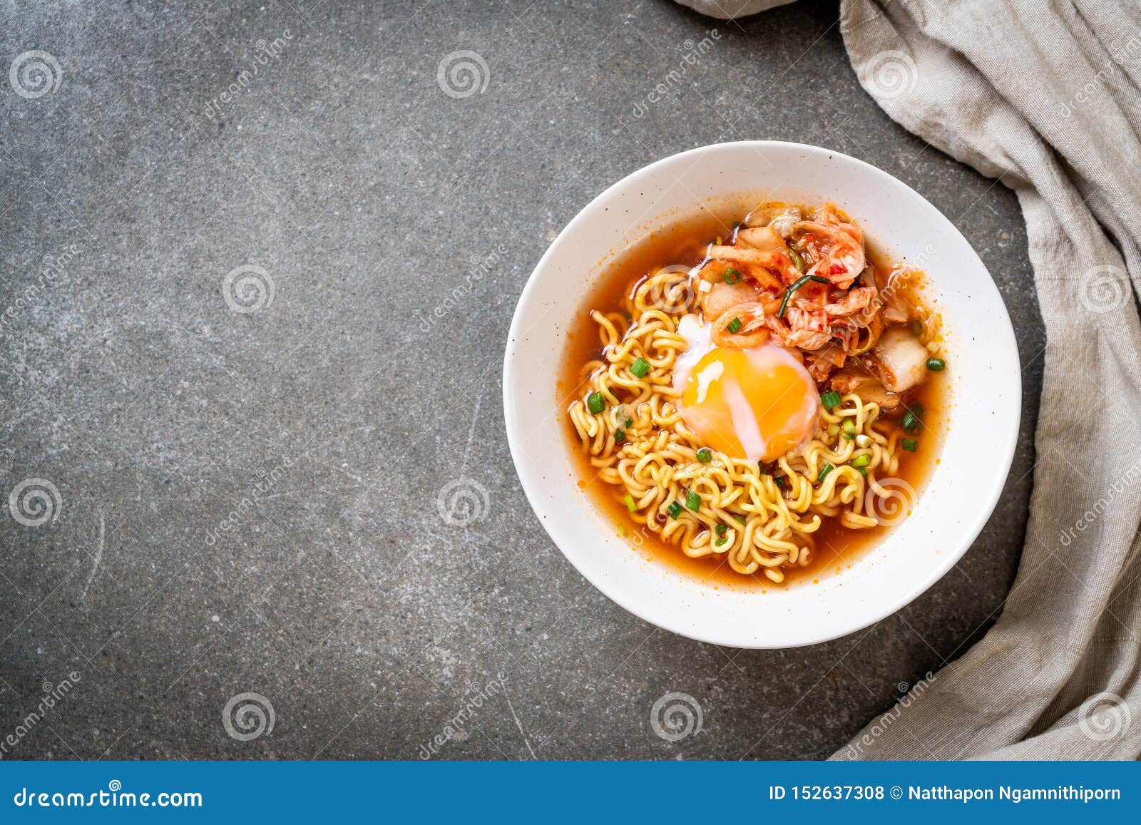 Korean Instant Noodles with Kimchi and Egg Stock Photo Image of lunch