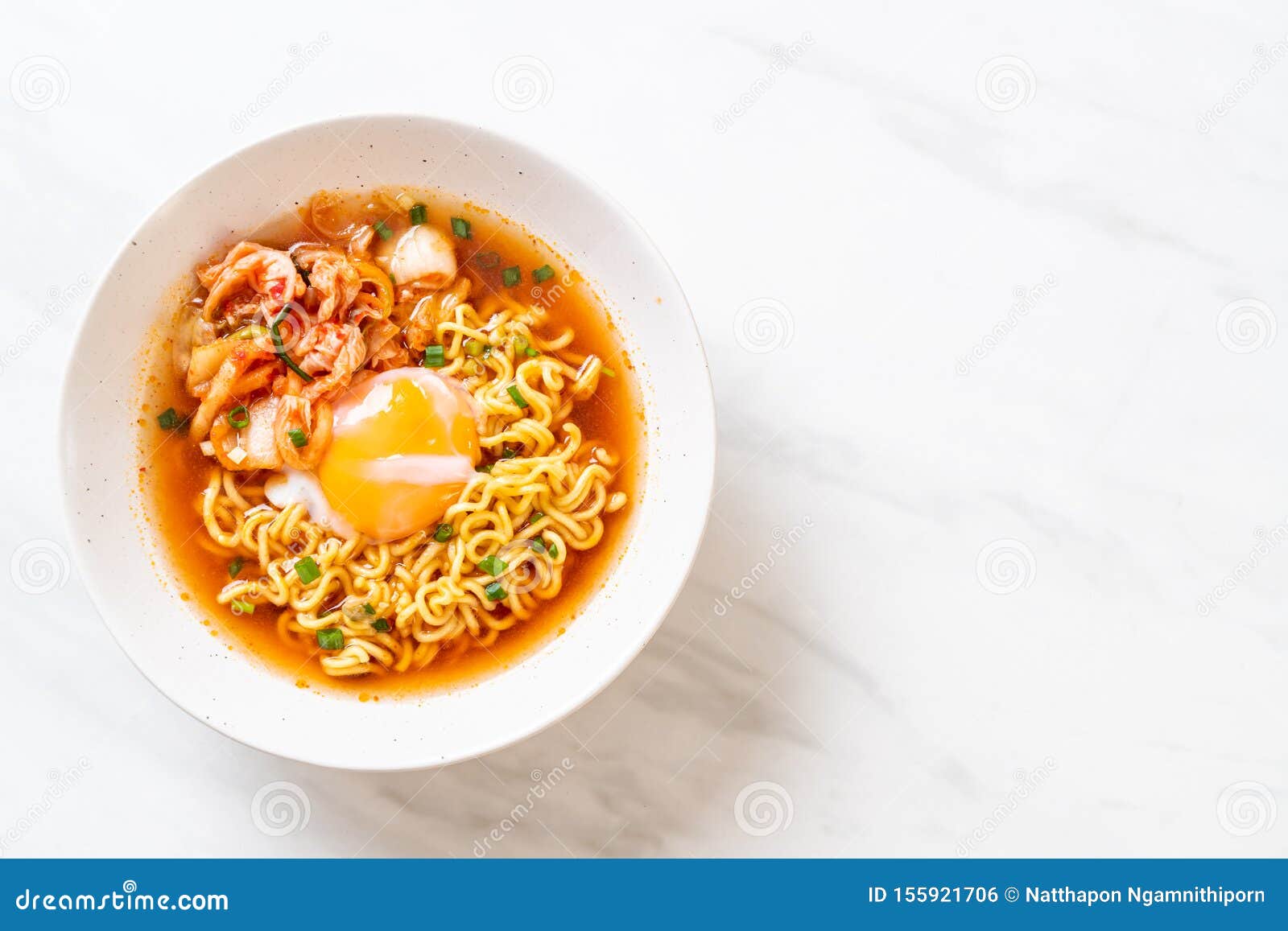 Korean Instant Noodles with Kimchi and Egg Stock Photo Image of