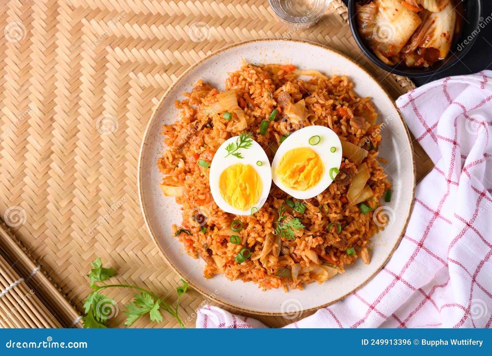 Korean Kimchi Fried Rice with Boiled Egg Stock Photo Image of cuisine