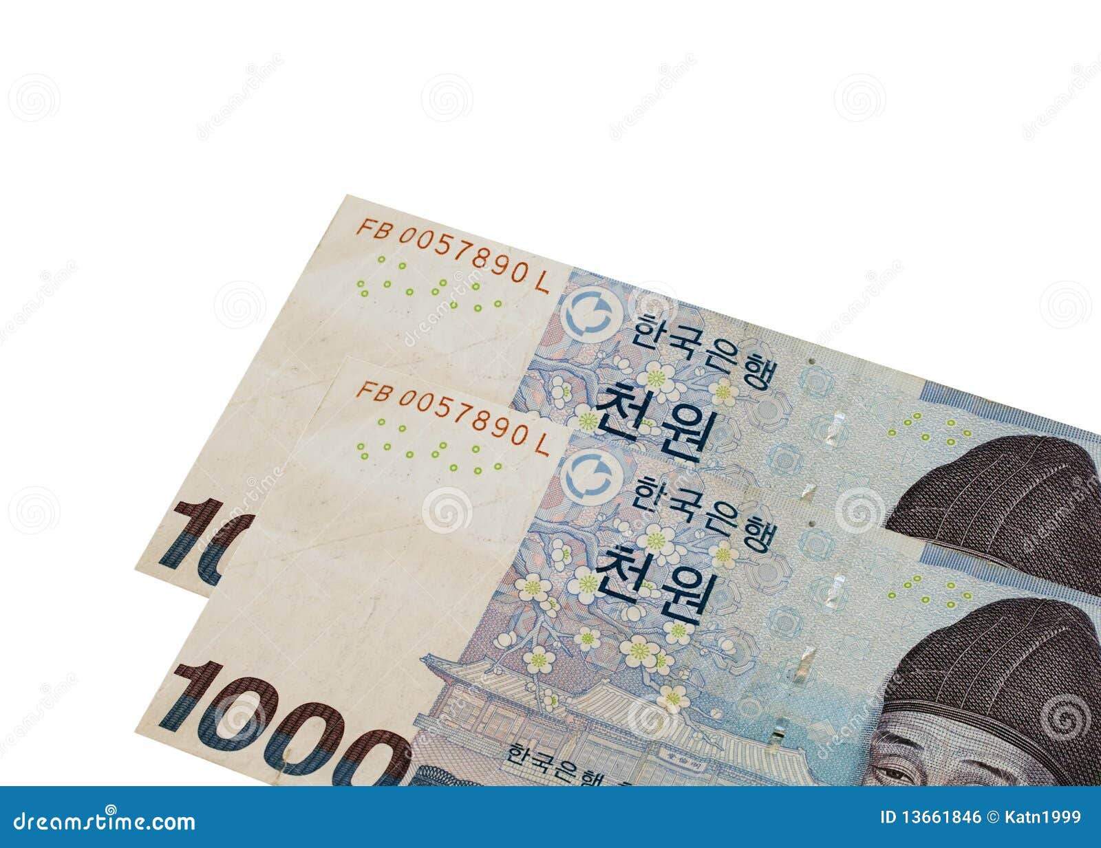 Korean Money stock photo. Image of notes, korea, close 13661846