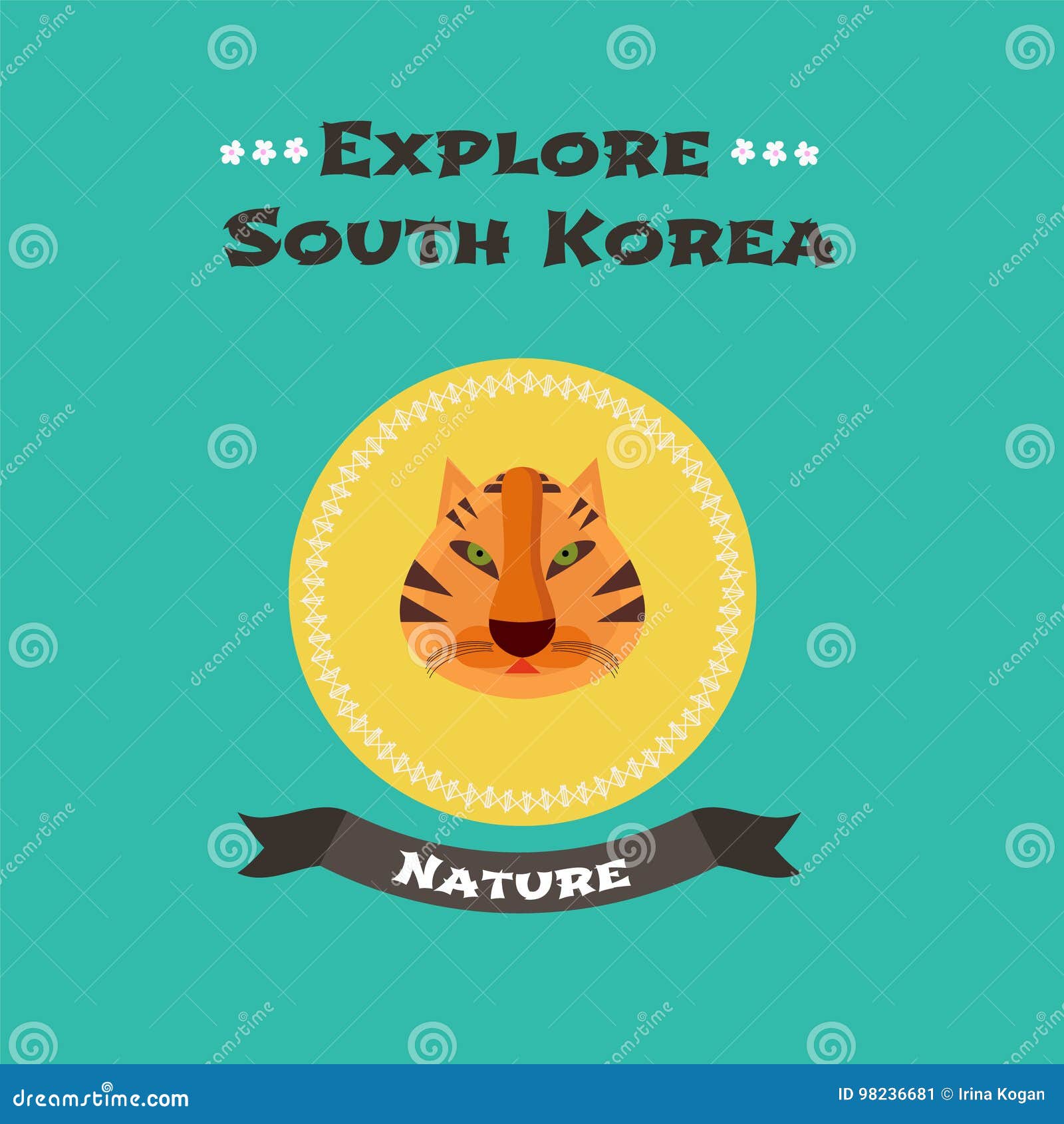 Korean National Symbol - Tiger Vector Illustration Stock Vector -  Illustration of design, stripes: 98236681