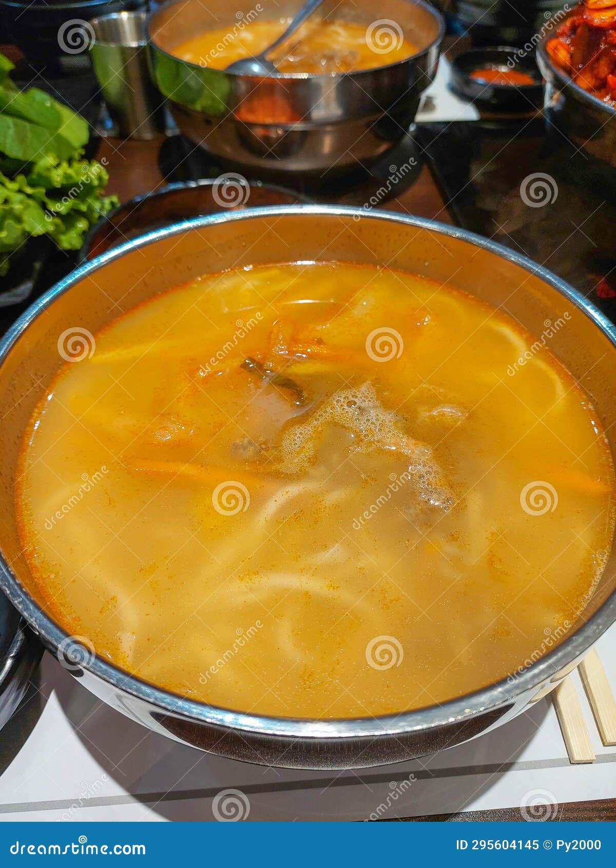 Korean noodle soup stock image. Image of vegetable, carrots - 295604145