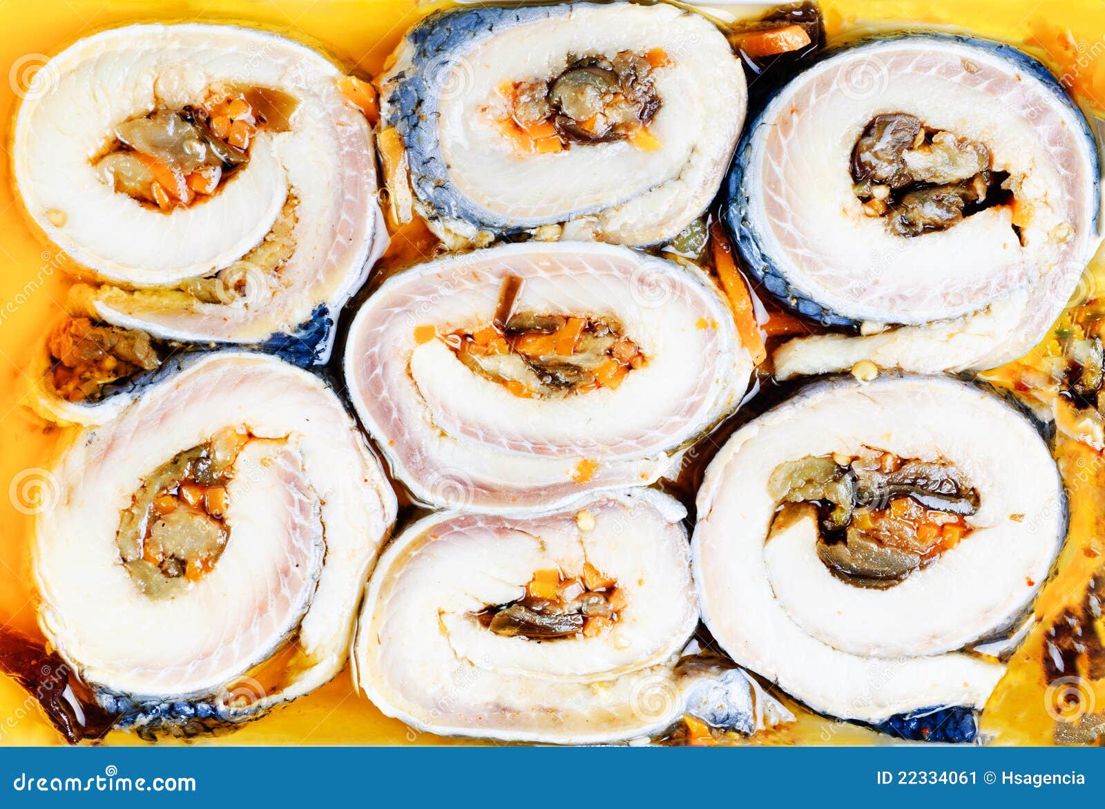 Korean Rolls on Slices of Salt Herring Stock Image Image of plate