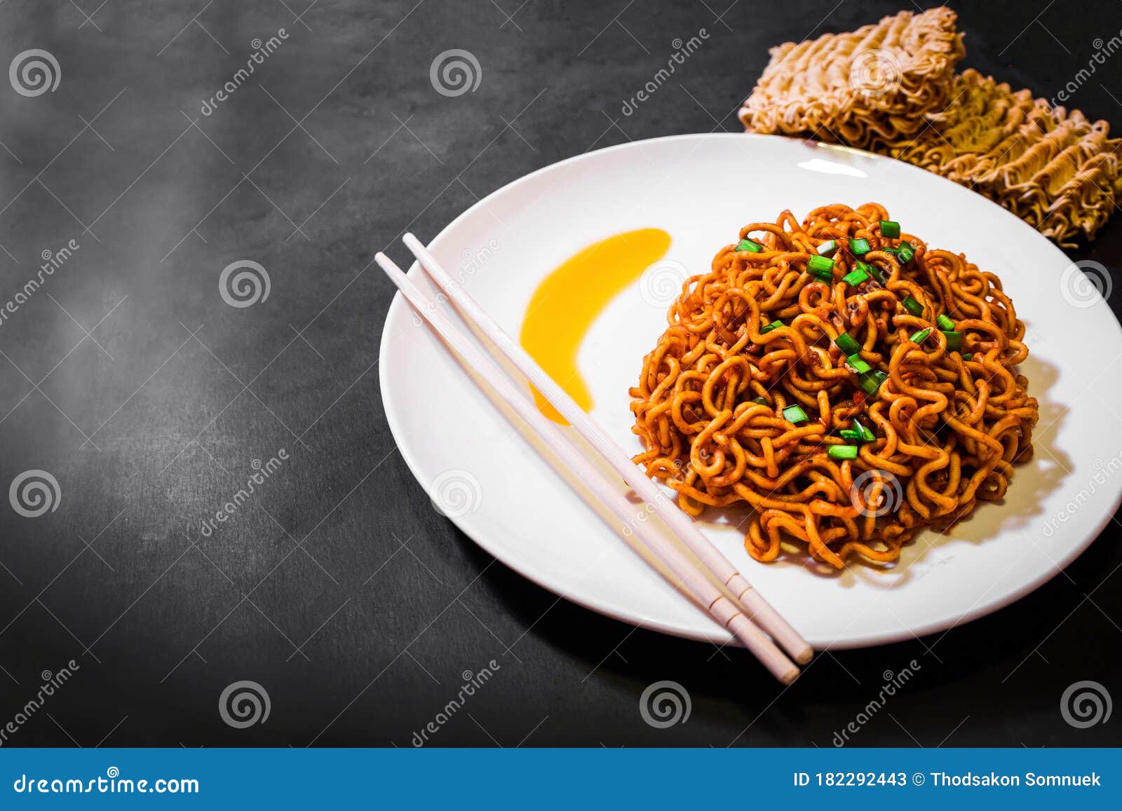 Korean Spicy Hot Instant Noodles Royalty-Free Stock Photography
