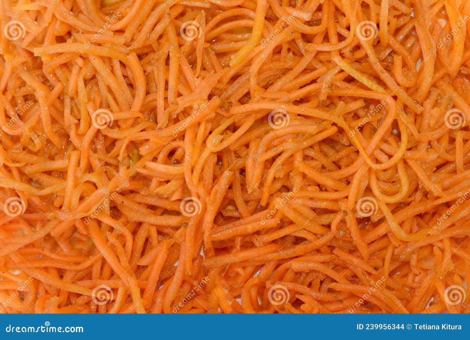 Koreanstyle Carrots, Grated Carrots As a Background Stock Photo