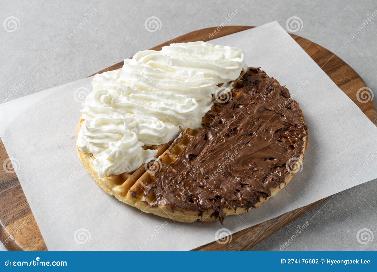 Korean Style Food Cafe Nutella Waffles Stock Photo Image of cafe