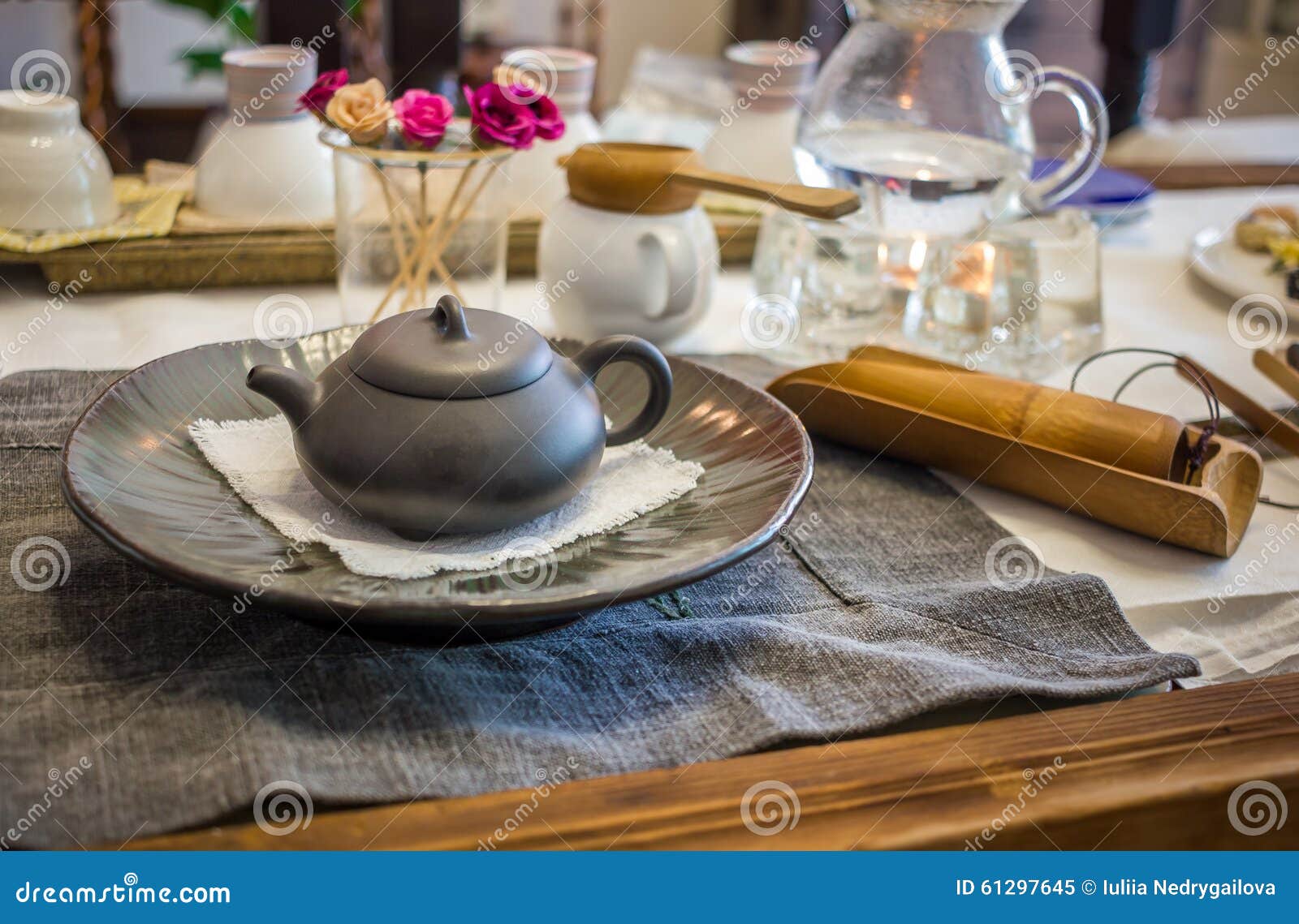 Korean tea ceremony table stock image. Image of bamboo 61297645