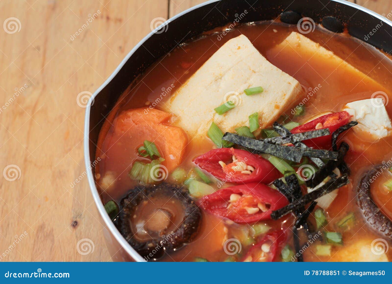 Korean Tofu Kimchi Soup Traditional is Delicious. Stock Image - Image