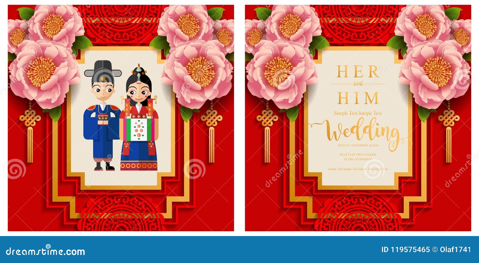 Korean Wedding Invitation Card. Stock Vector ...