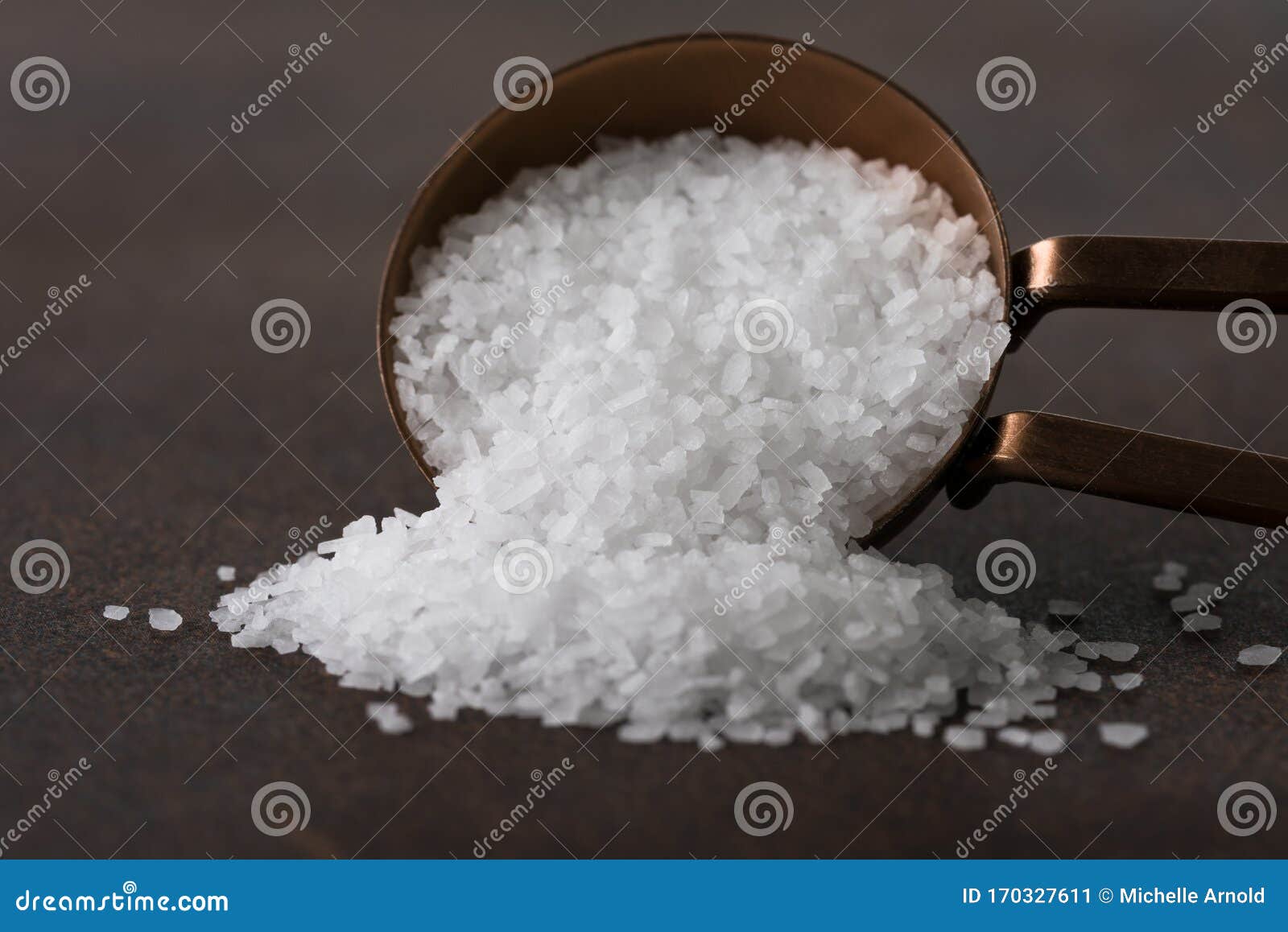 Kosher Salt Spilled from a Teaspoon Stock Image Image of ingredient
