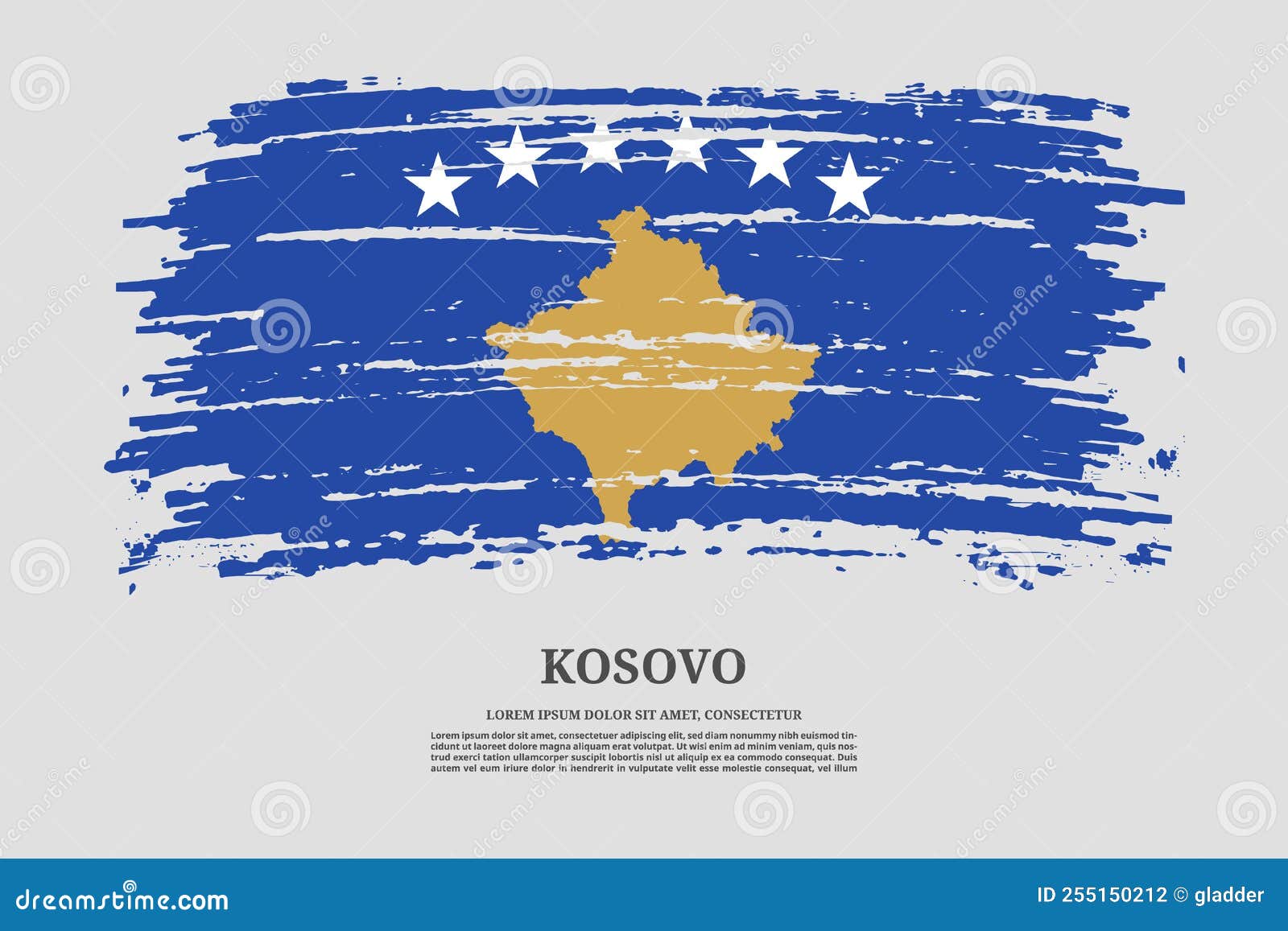 Kosovo Flag with Brush Stroke Effect and Information Text Poster