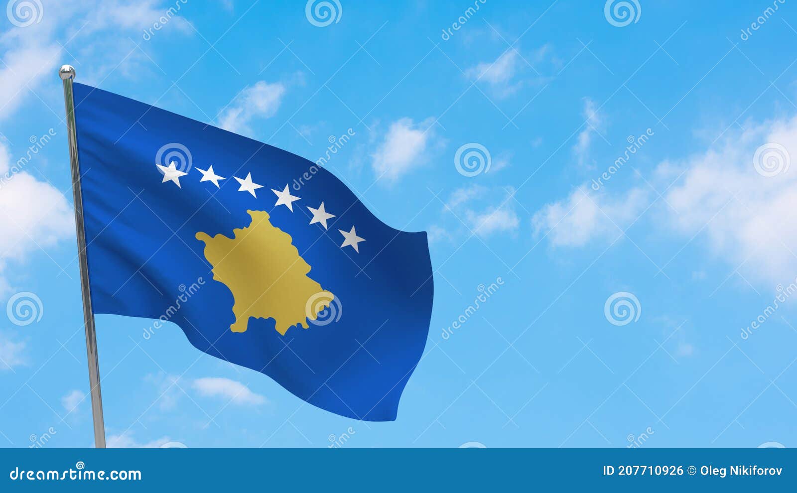 Kosovo-Flagge auf Polen stockfoto. Bild von fahnenmast - 207710926