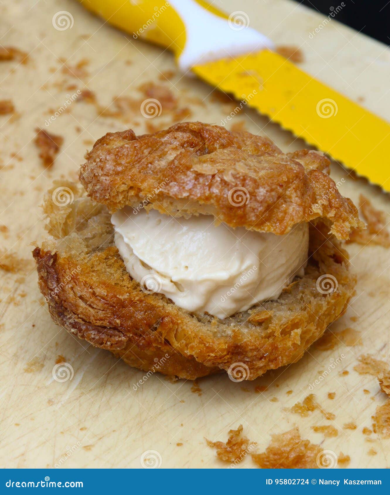 kouign amann with vanilla ice cream for bastille celebration