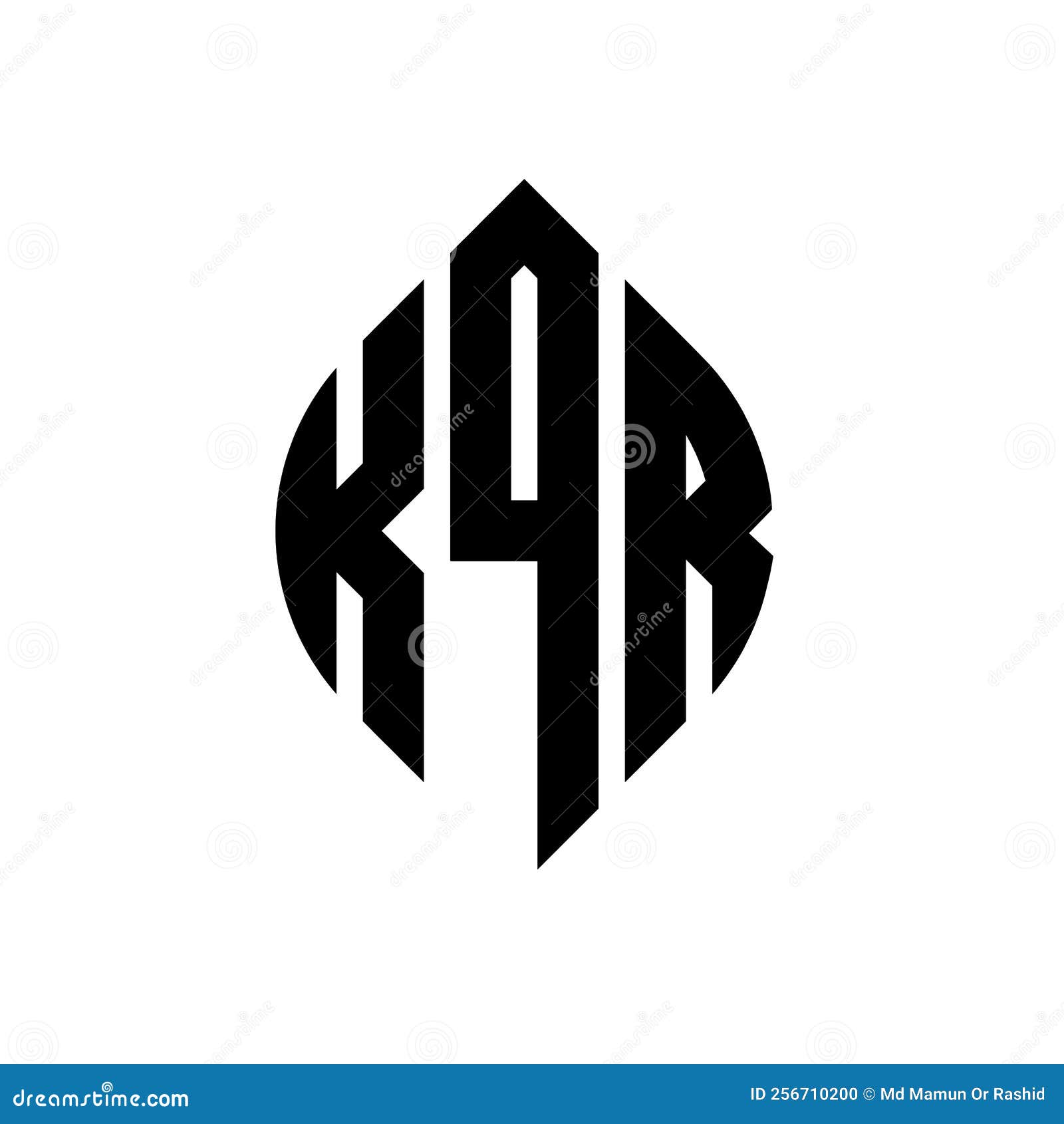 kqr circle letter logo  with circle and ellipse . kqr ellipse letters with typographic style. the three initials form a