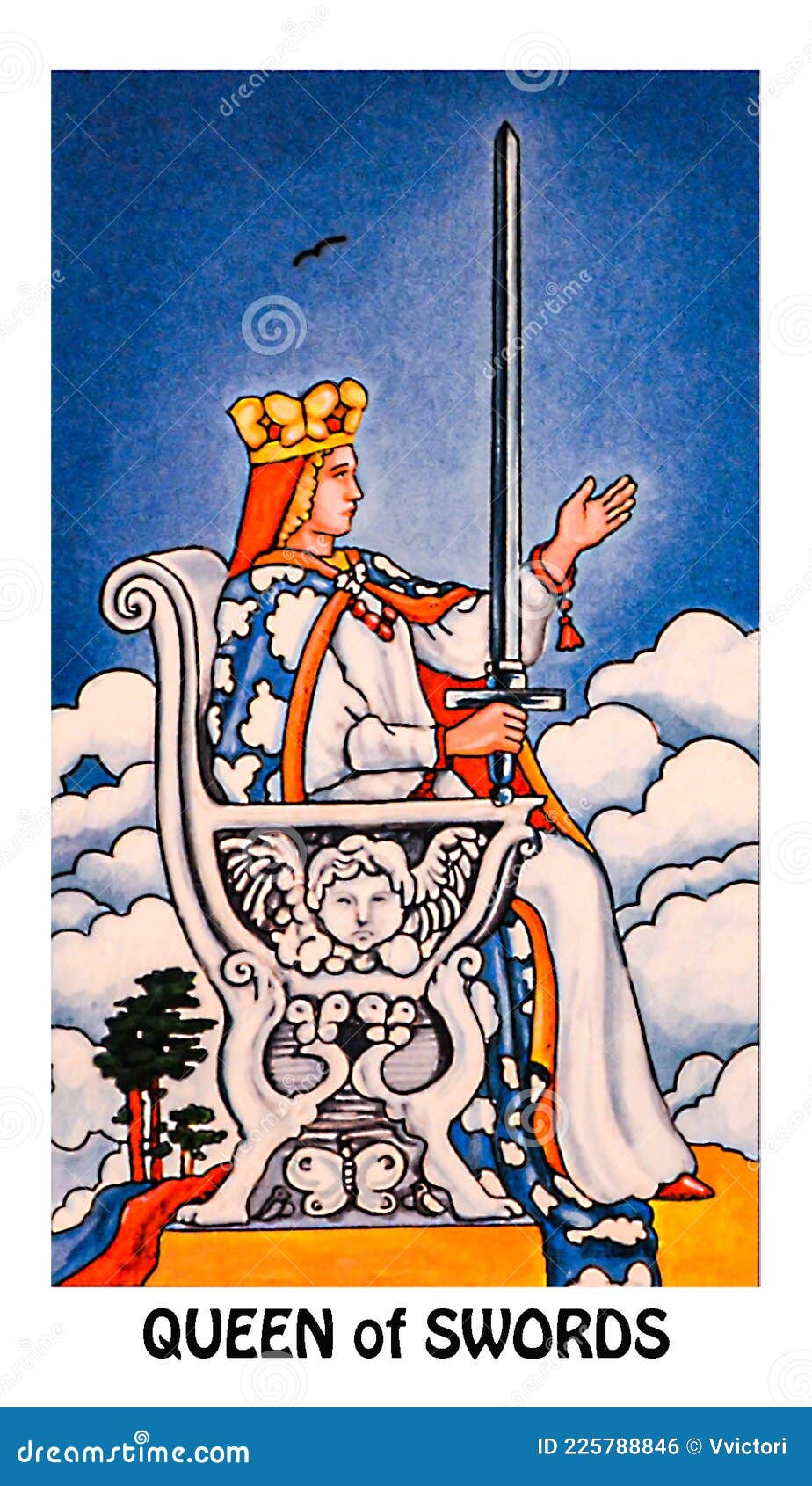 Królowa Mieczy Tarot Card Uczciwość Zasady Prawdy Normy Sterylności Klinicznej Zastrzeżone Oderwane Od Chłodnego Prywatnego Zdjęcie Editorial - Ilustracja złożonej z rygorystyczny, chłodno: 225788846