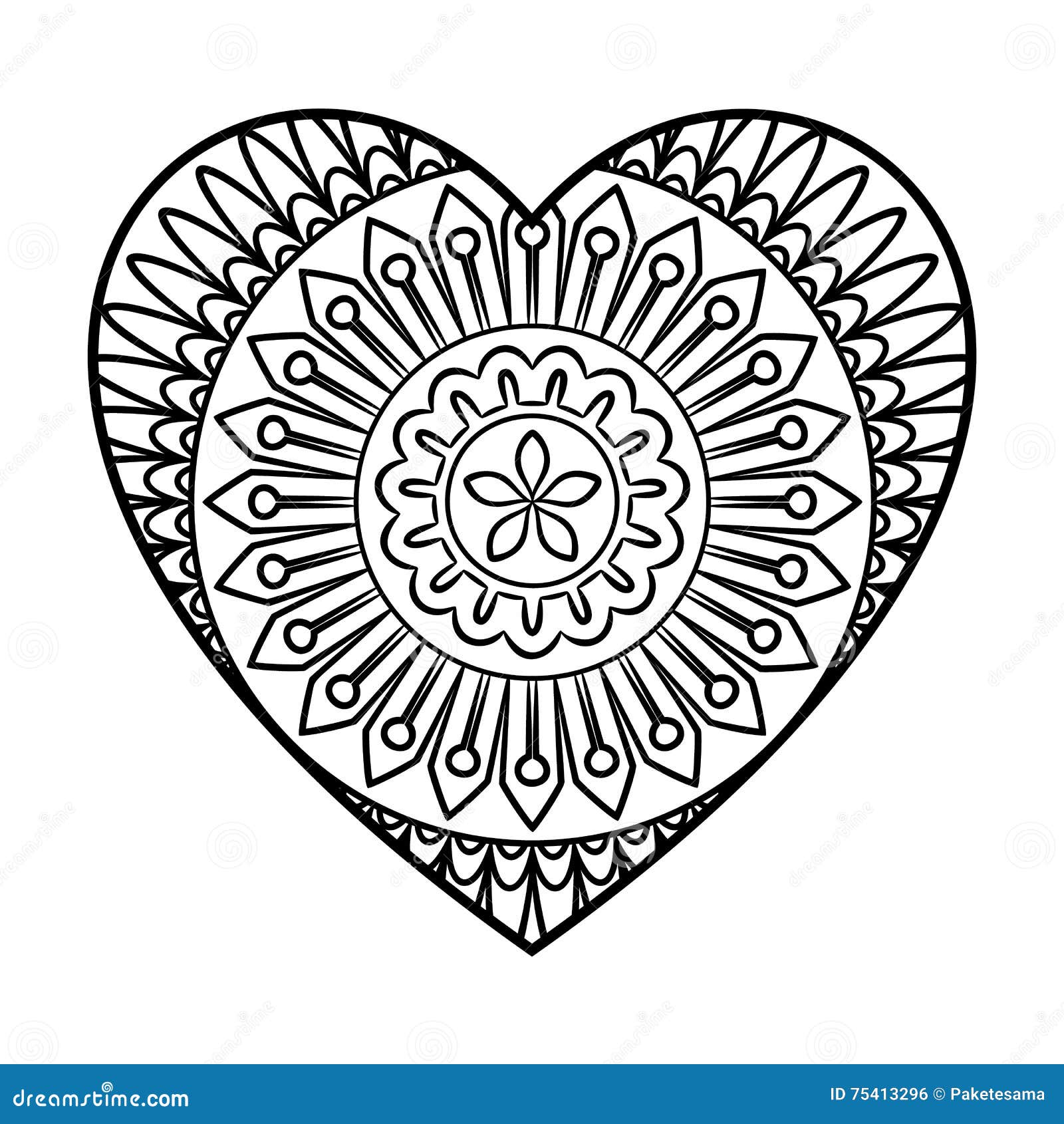 Krabbelhart Mandala vector illustratie. Illustratie ...
