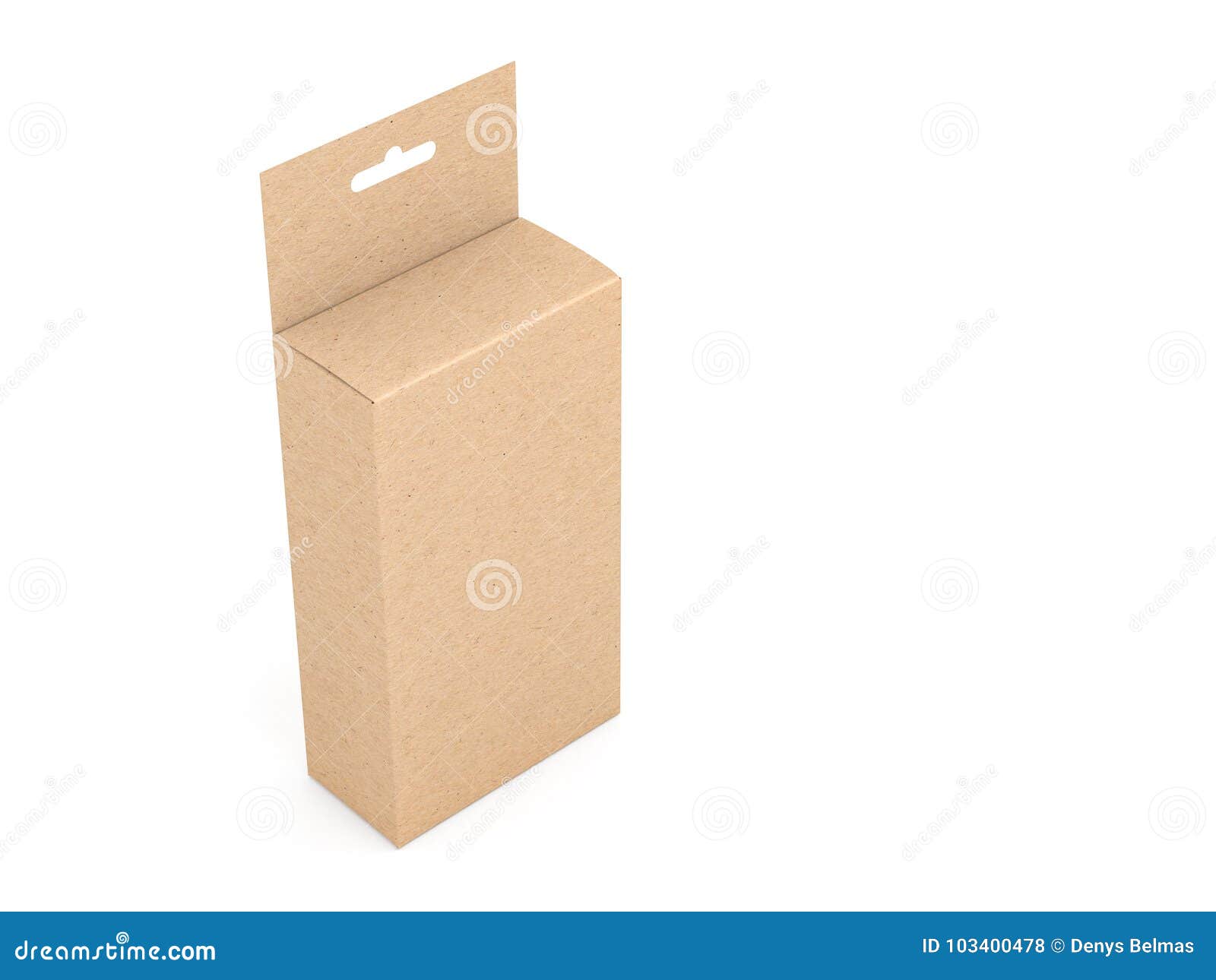 Download Kraft Brown Paper Box Packaging With Hang Tab Mockup In White Studio Stock Illustration Illustration Of Brown Kraft 103400478