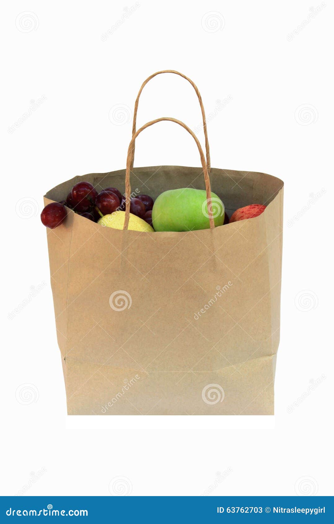 Kraft paper bag stock image. Image of fruit, leaf, isolated 63762703