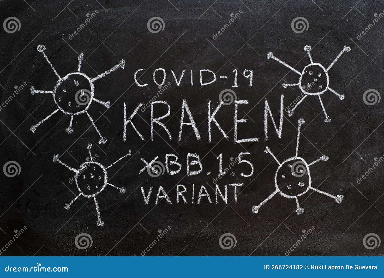 kraken, new variant of covid 19, written on a blackboard