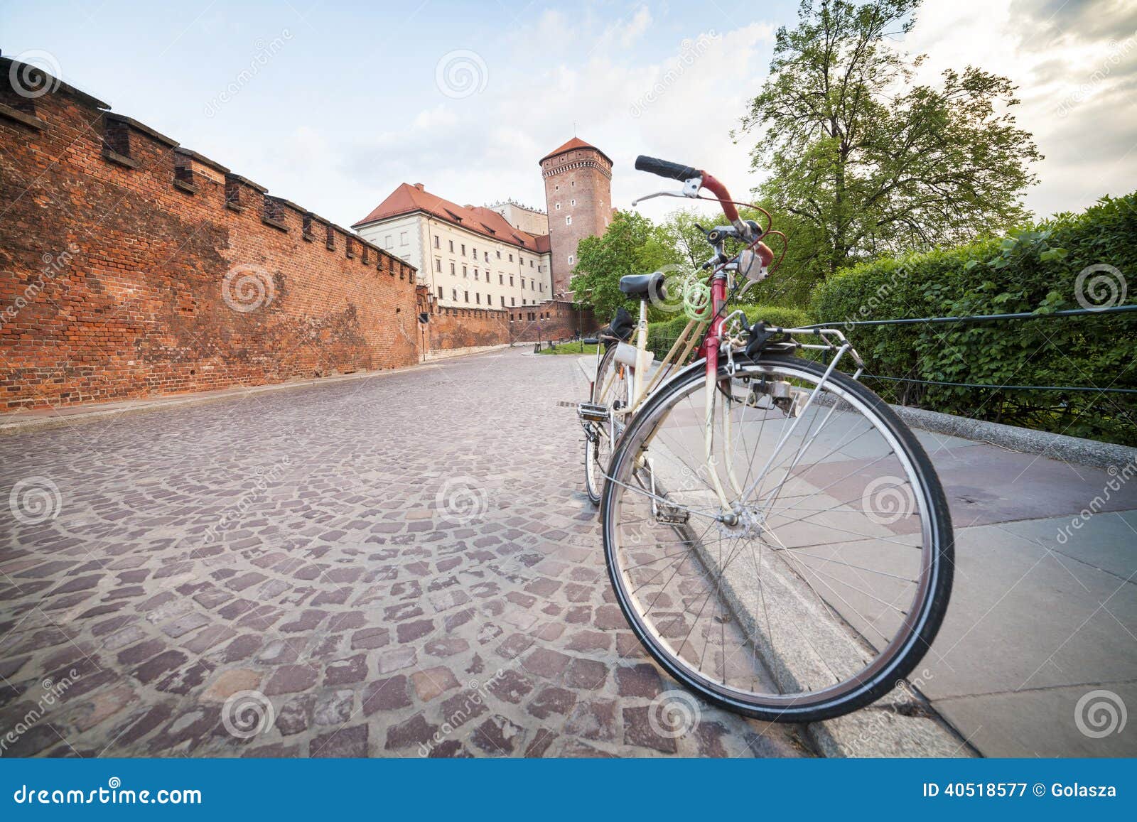 Krakow by bike stock image. Image of bike, polish, church 40518577
