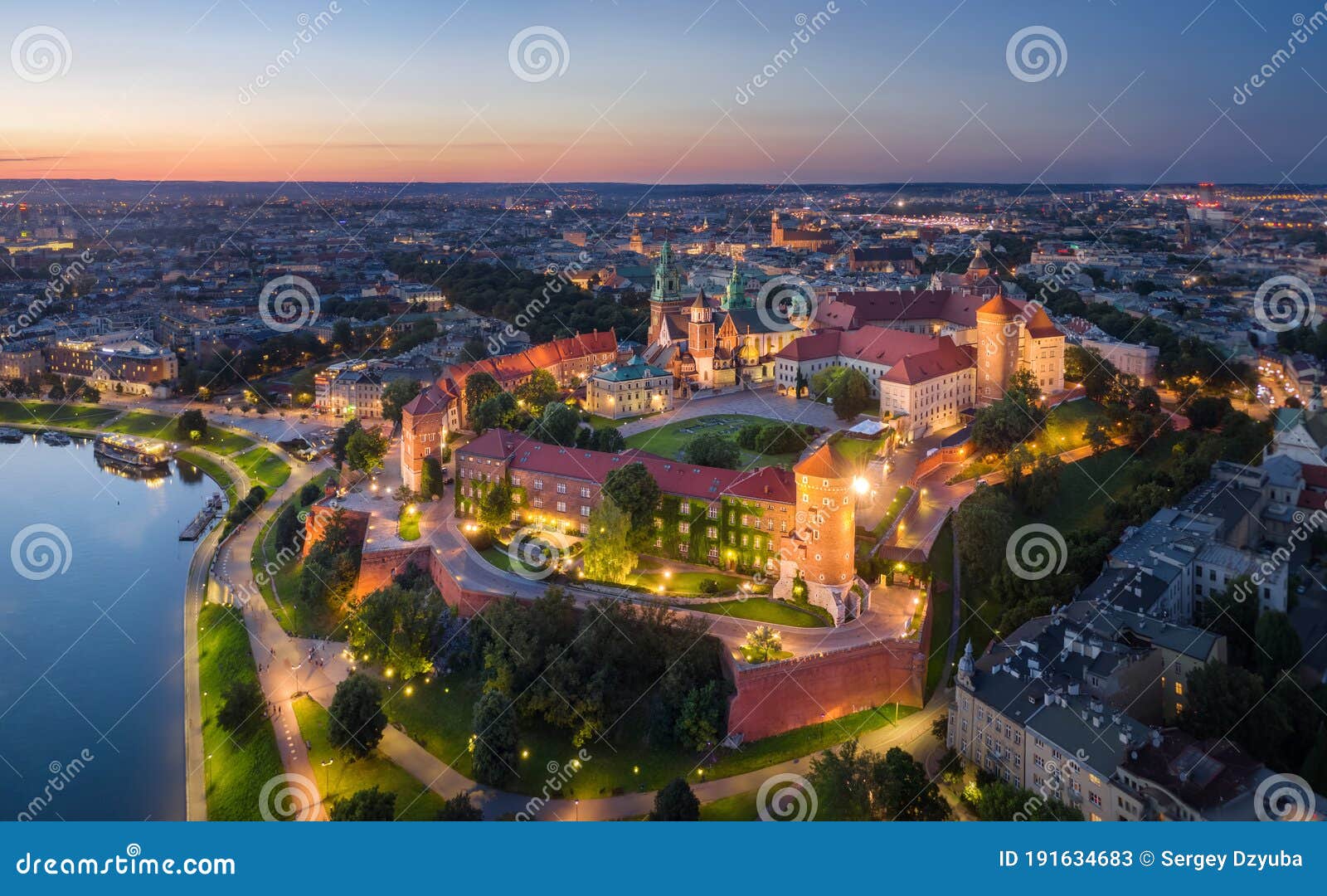 aerial view of wawel castle in krakow, poland