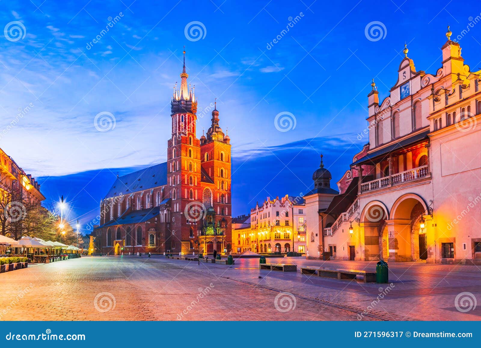 krakow, poland - gothic beauty and historic charm shine at cracovia's night scene