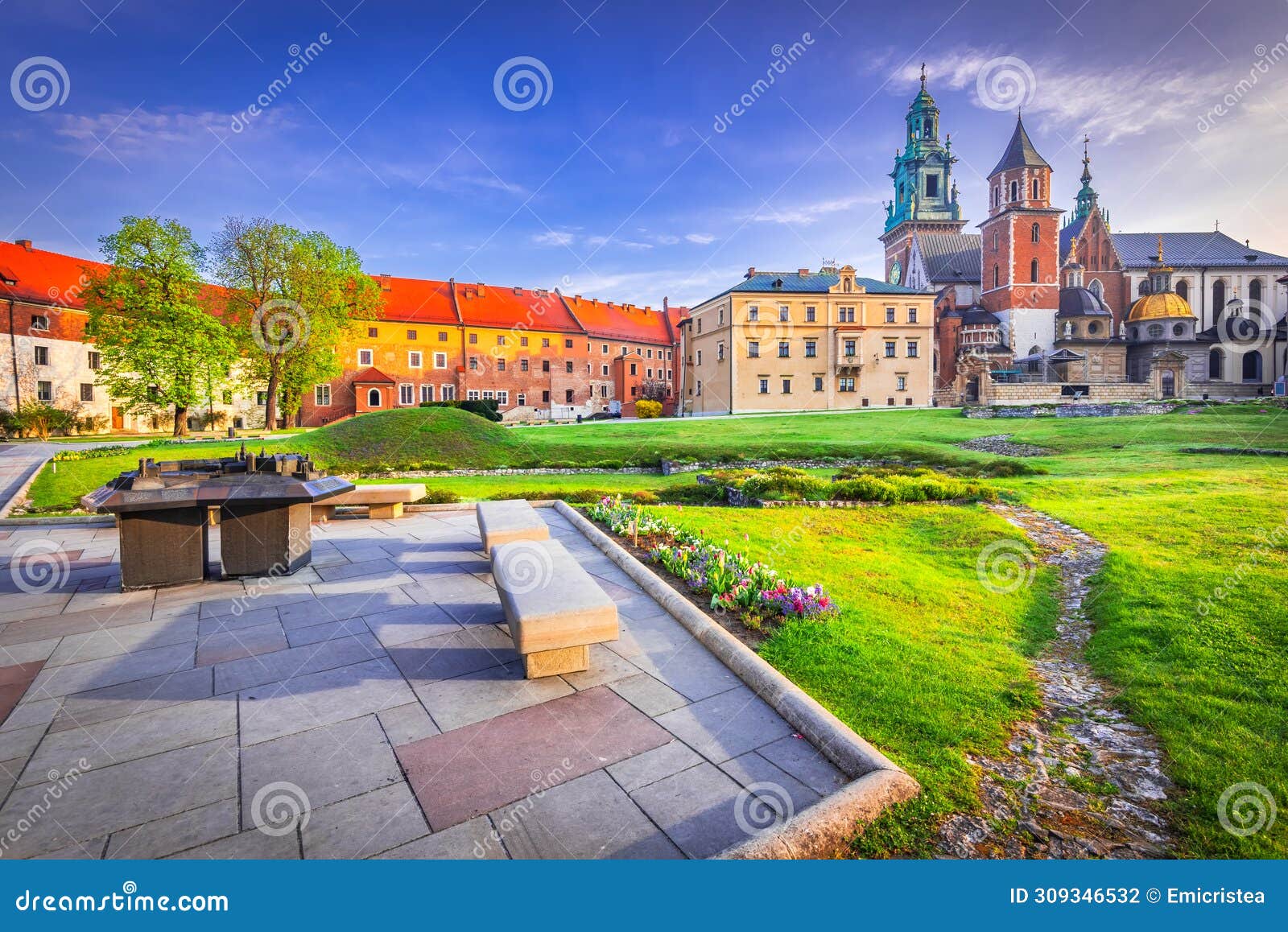 krakow, poland. the saint wenceslaus cathedral on wawel hill, medieval historical cracovia