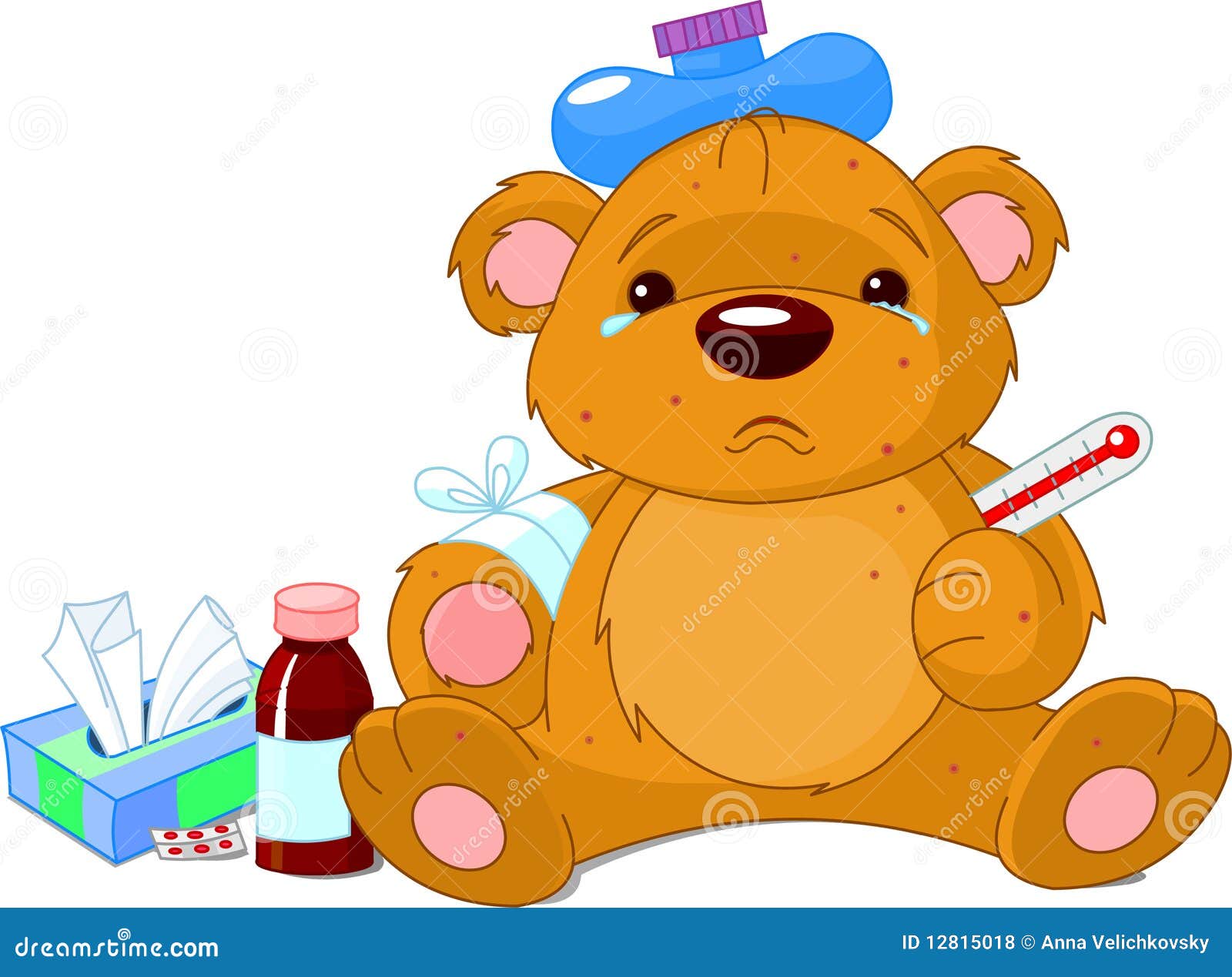Kranker Teddybär vektor abbildung. Illustration von schnitt - 12815018
