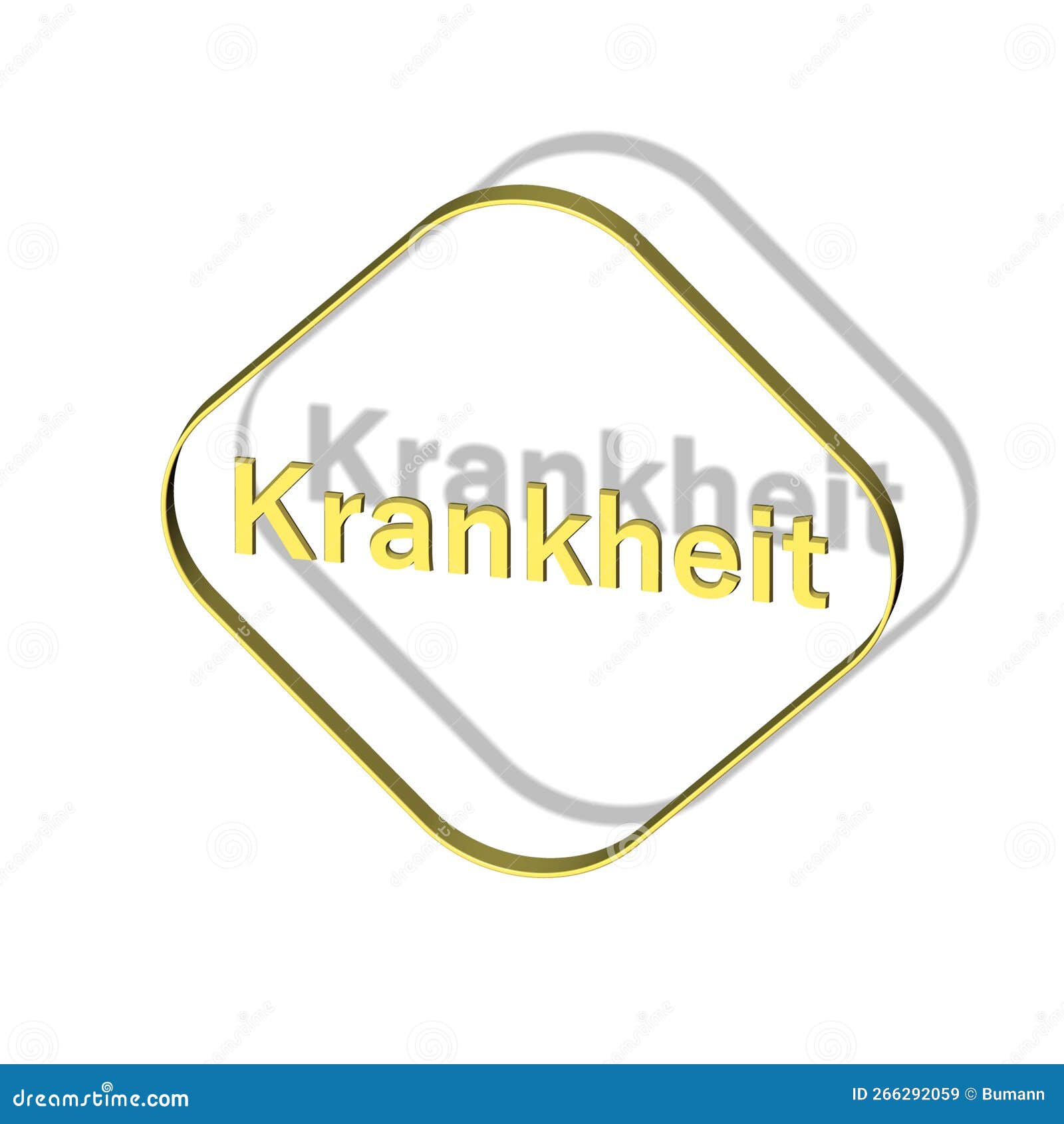 `Krankheit` = `Disease` Word, Lettering or Text As a 3D Illustration