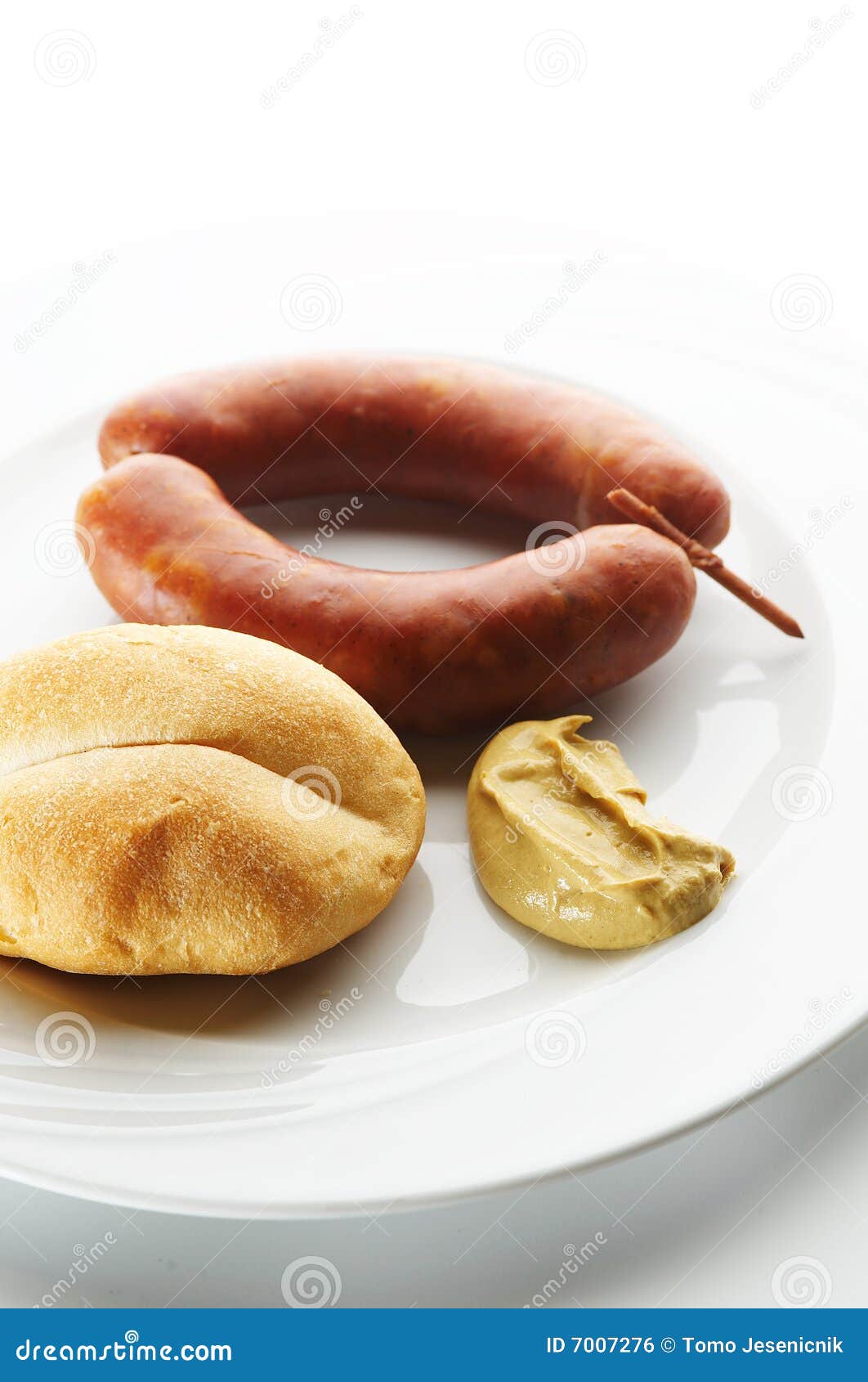 Kransky Sausage with Bread and Mustard Stock Photo Image of slovenian