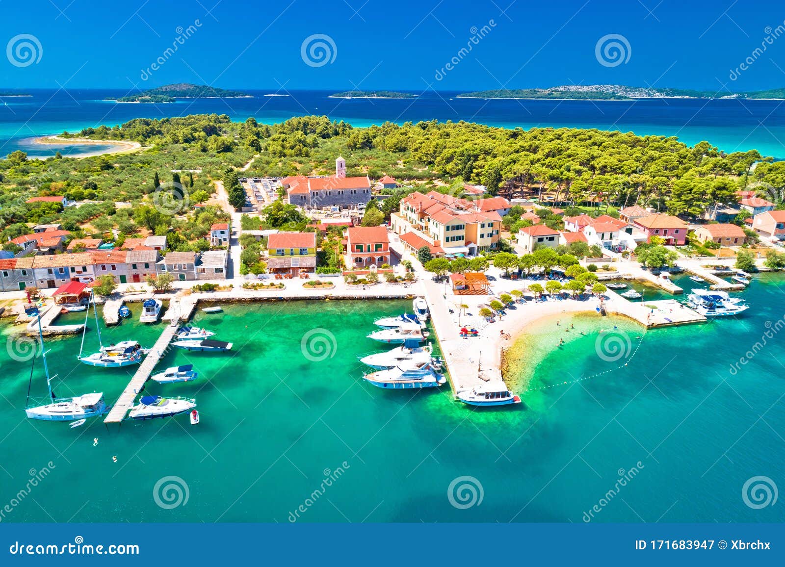 krapanj island aerial panoramic view