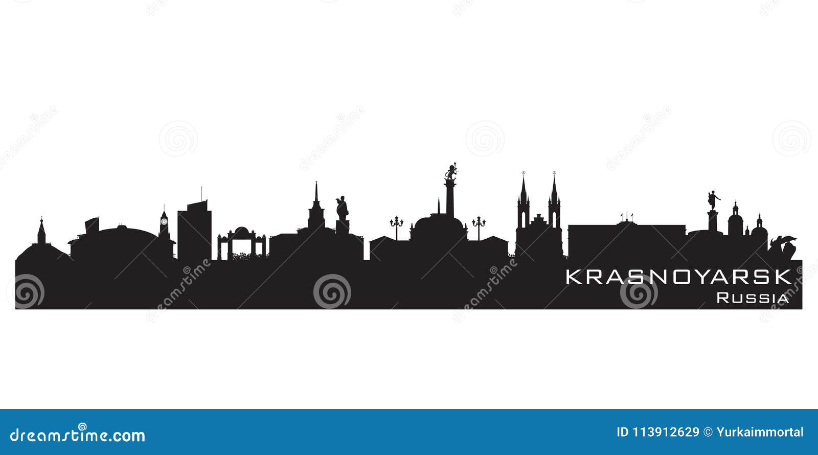 krasnoyarsk russia city skyline detailed silhouette