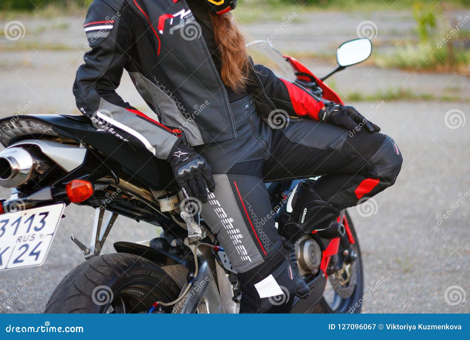 KRASNOYARSK, RUSSIA - June 23, 2018: Beautiful Girl Motorcyclist in ...