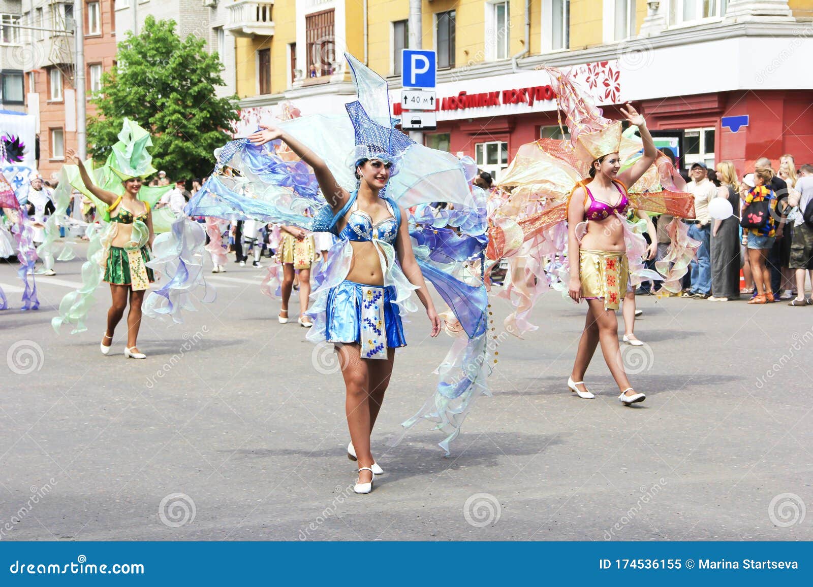 Krasnoyarsk, Russia, June 15, 2013. Women in Theatrical Costumes of a