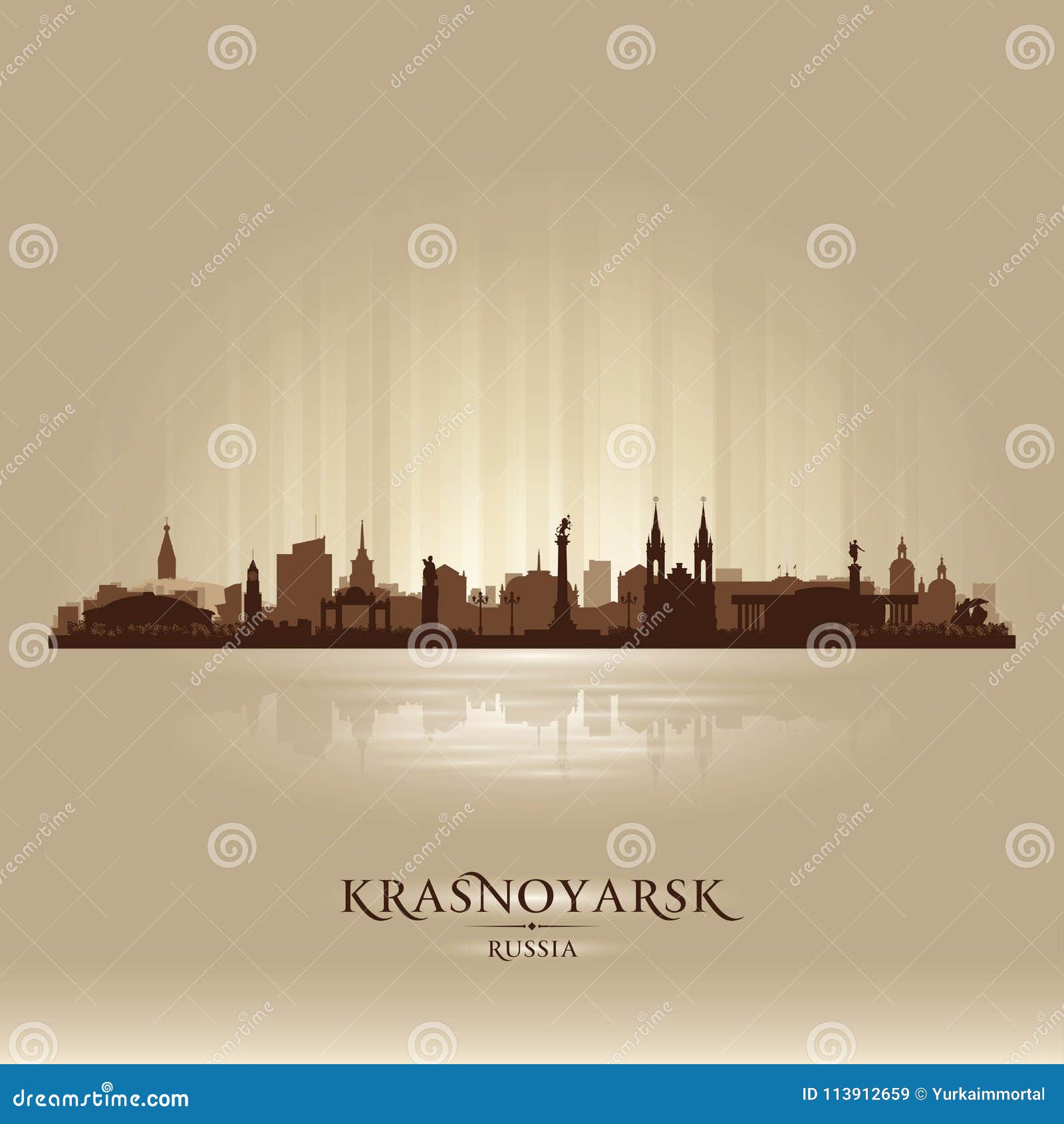 Krasnoyarsk Russia City Skyline Vector Silhouette | CartoonDealer.com