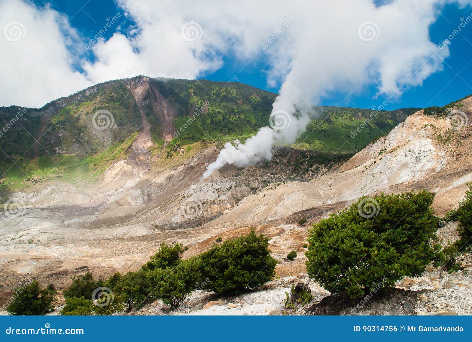 Krater. Krate vormen in het papandayan berggebied van â€ ‹â€ ‹westelijk Java Indonesia