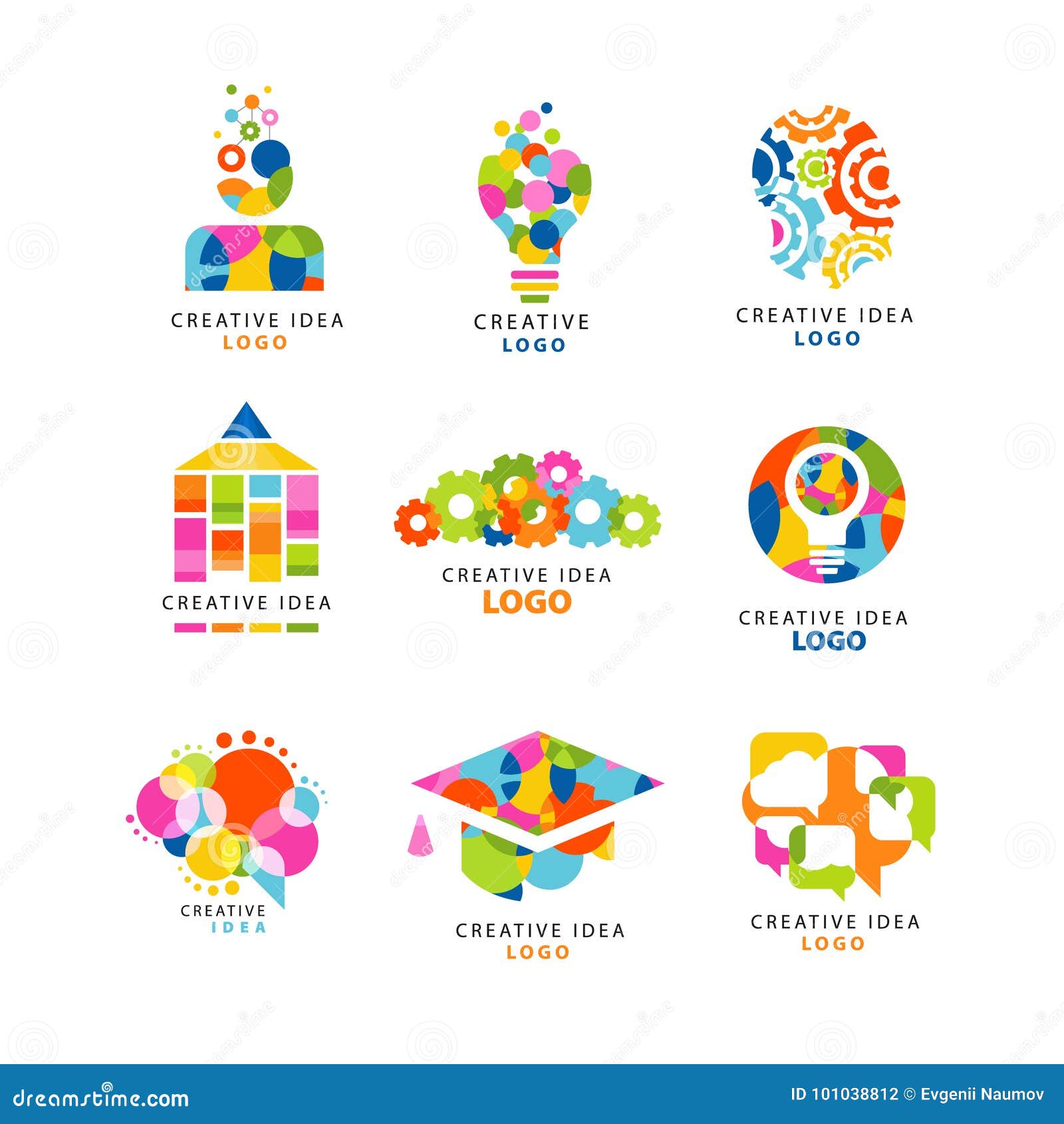 Kreative Ideenlogo Designschablone Abstrakte Bunte Elemente Und Symbole Fur Website Werbung Fahne Plakat Vektor Abbildung Illustration Von Abstraktion Idee