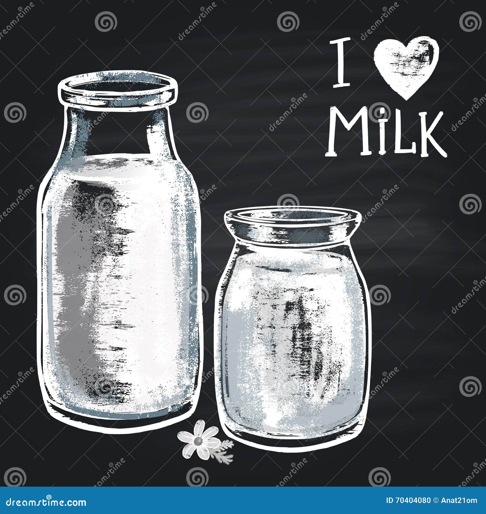 Kreide gemalte IllustrationsMilchflasche Die Phrasenkreide: Ich liebe Milch
