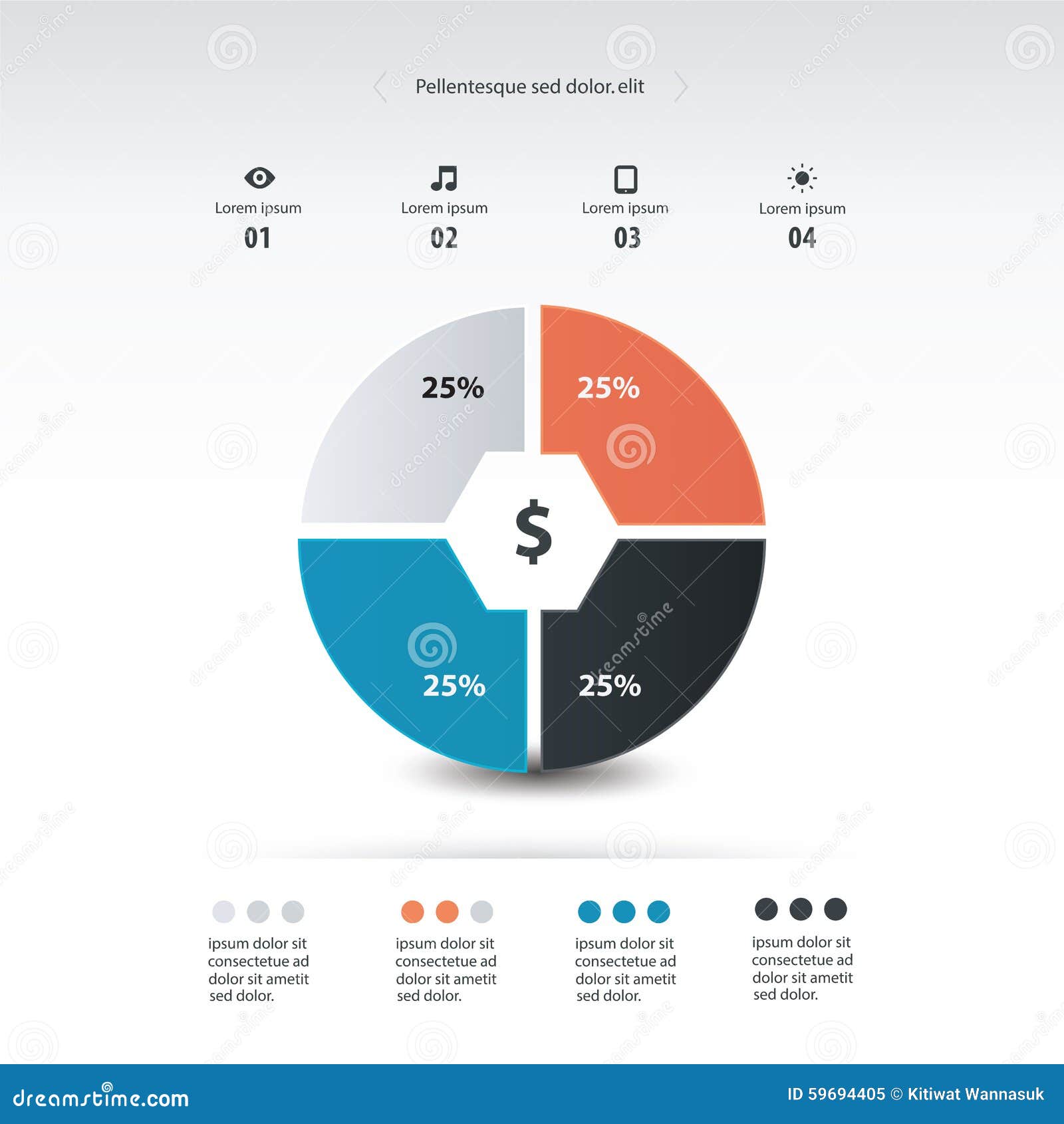 Kreisdiagramm infographics Schablonendesign, Vektordesign