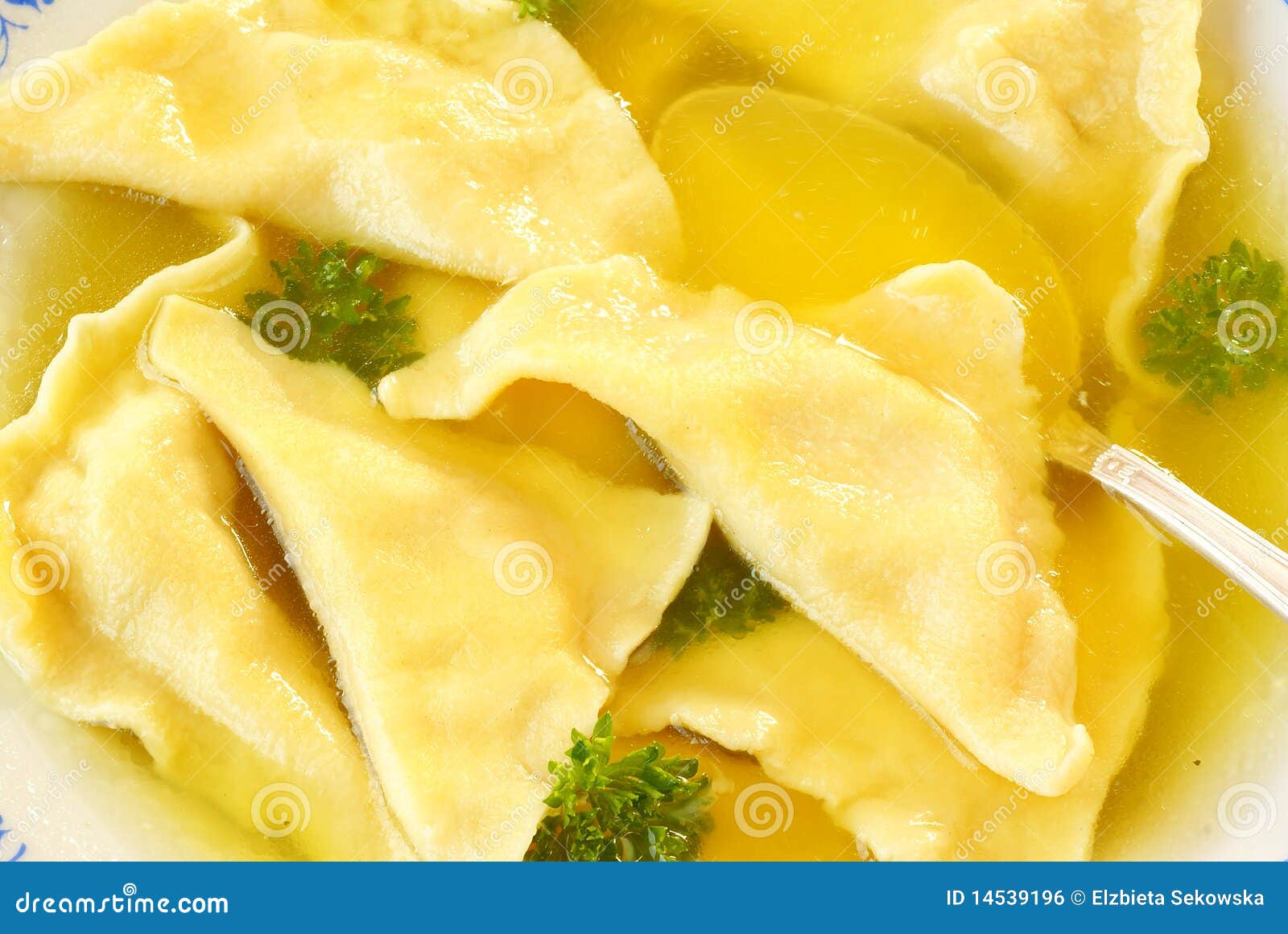 Kreplach Jewish Ravioli in Chicken Soup Stock Photo Image of