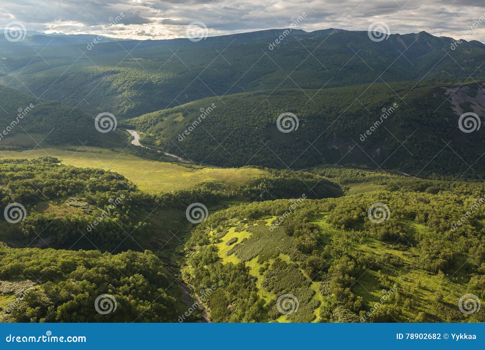 kronotsky nature reserve on kamchatka peninsula. view from helicopter.