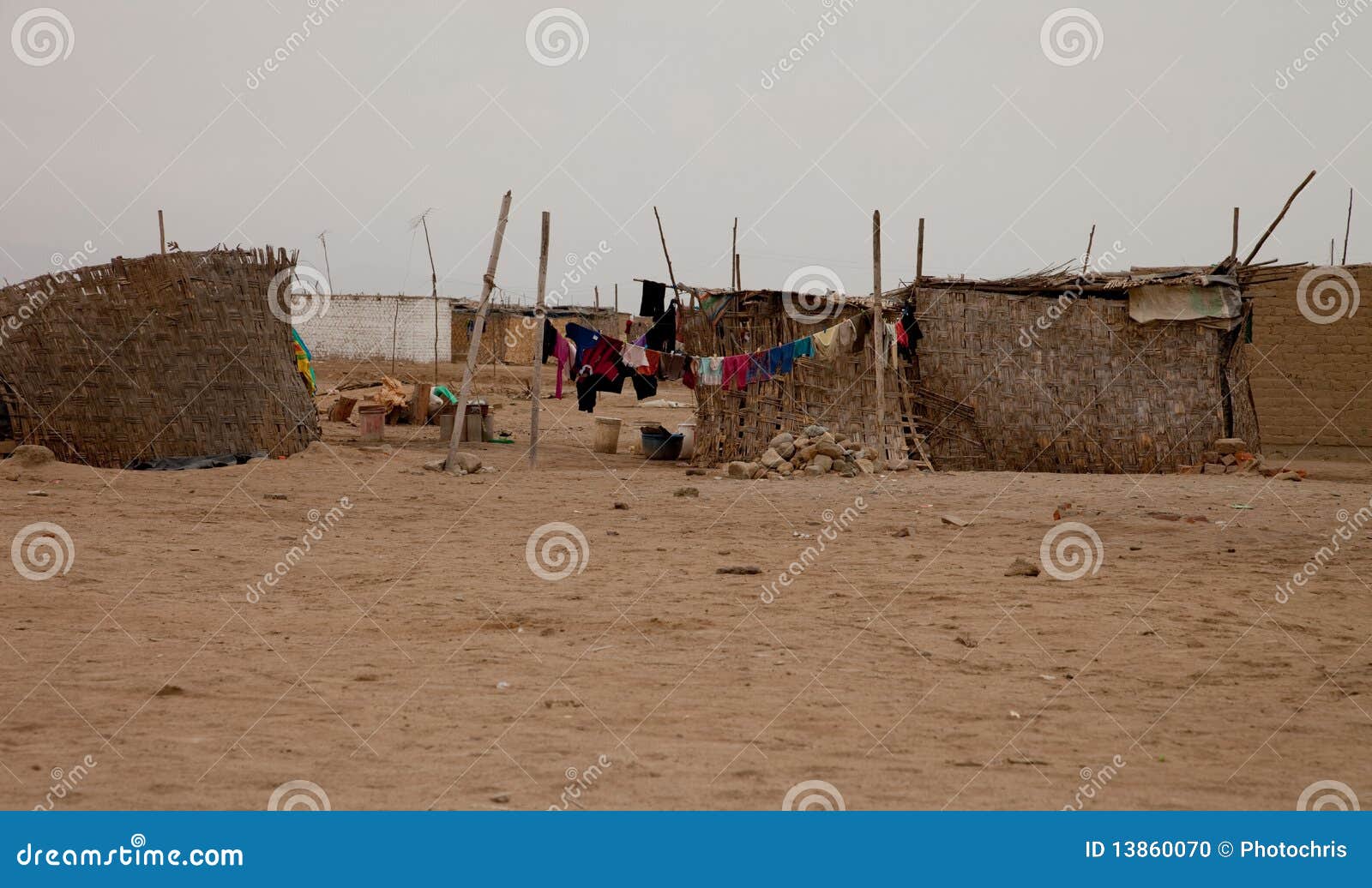 Krottenwijk in de Woestijn. Een stad in de Woestijn, Peru, Southamerica