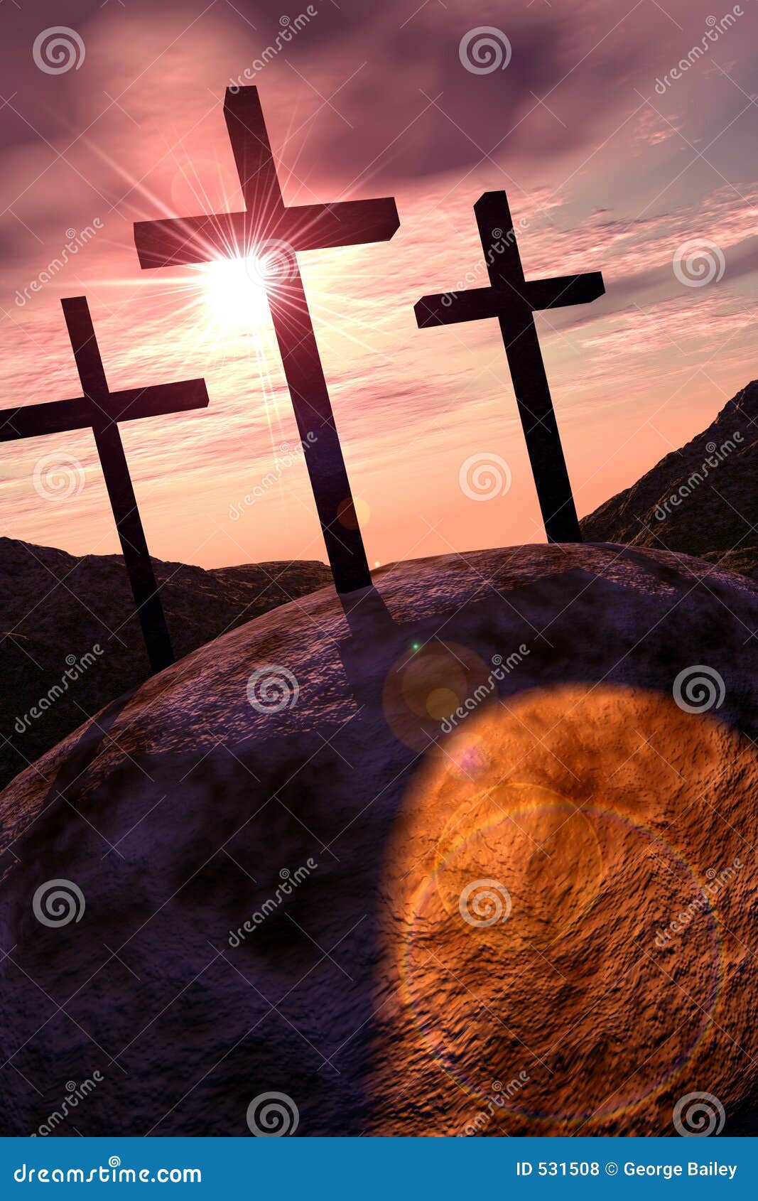 Kruisen op Golgotha stock illustratie. Illustration of gloed 531508