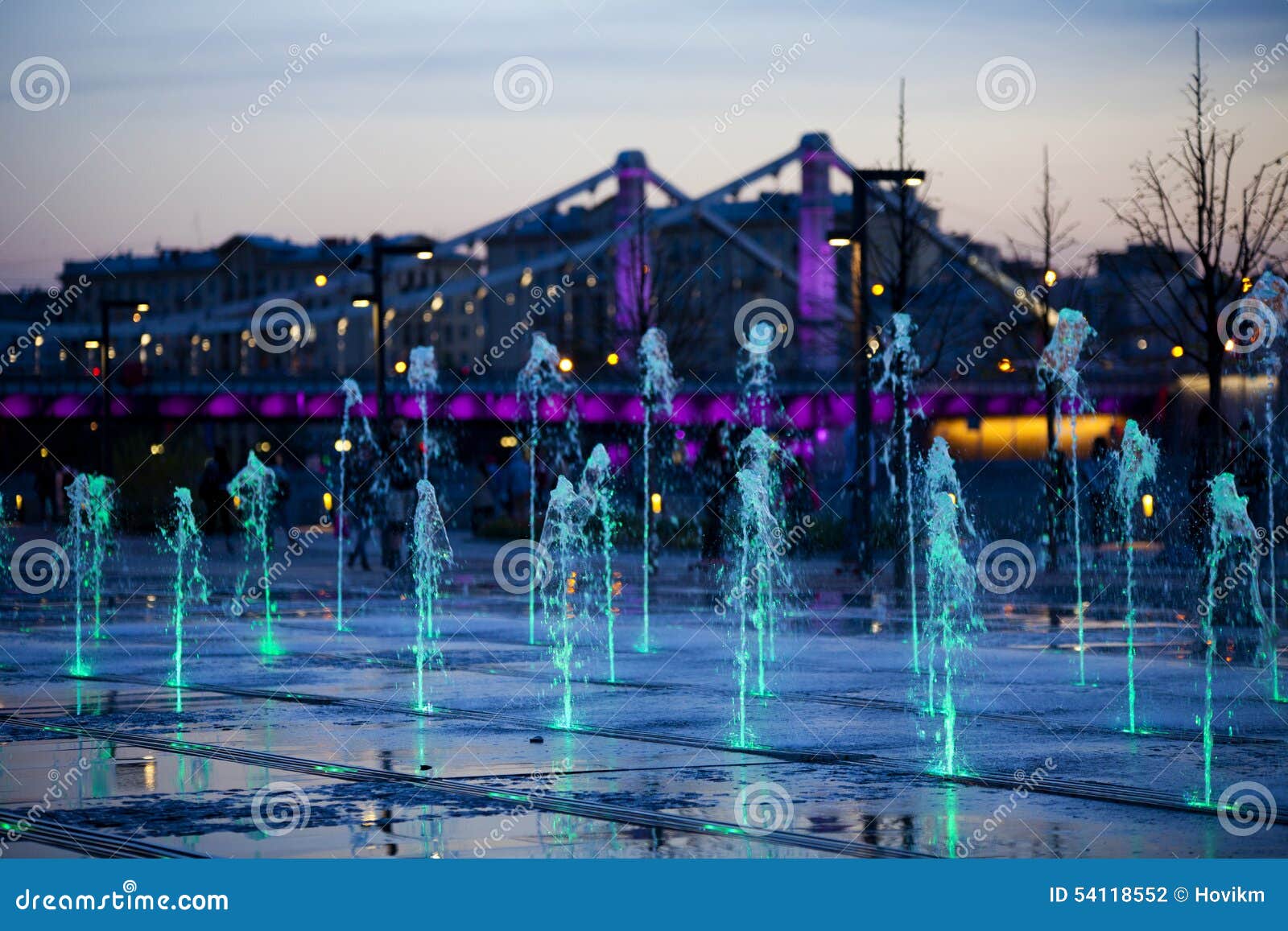 krymsky bridge or crimean bridge in moscow, russia. in th background of fauntains.