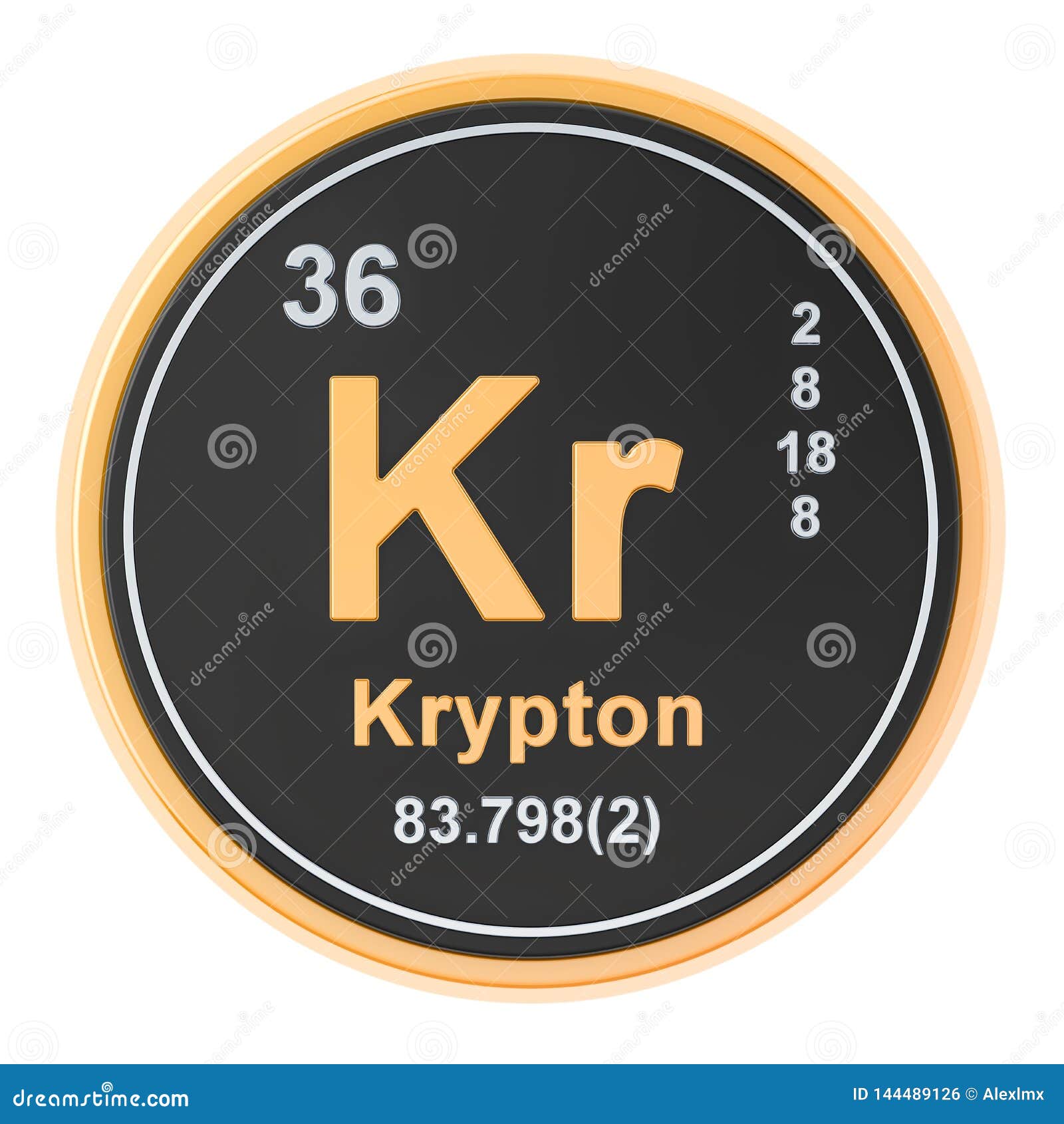 Krypton Kr Chemical Element. 3D Rendering Stock Illustration