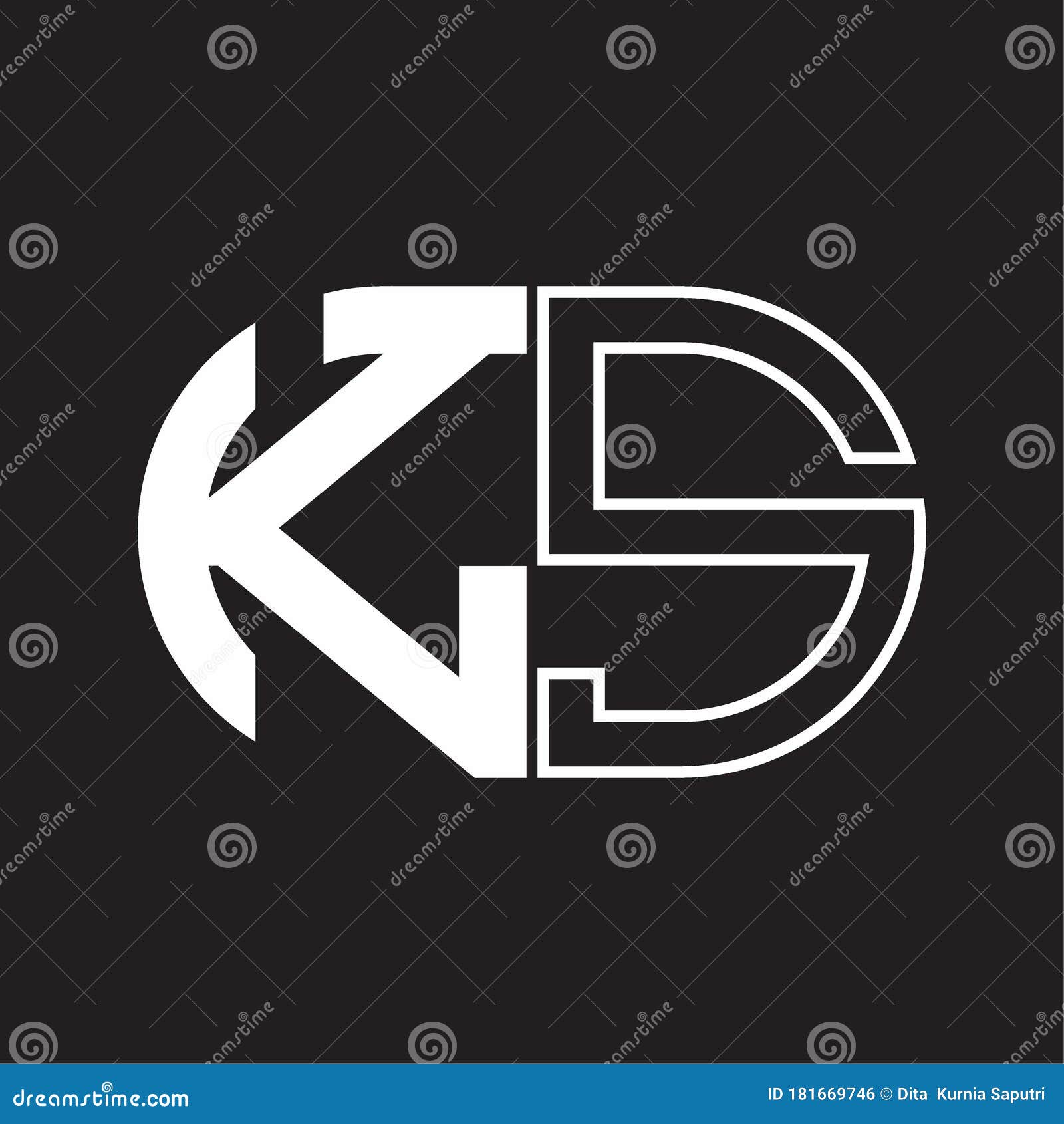 KS Letter Logo Monogram with Oval Shape Negative Space Design Template ...