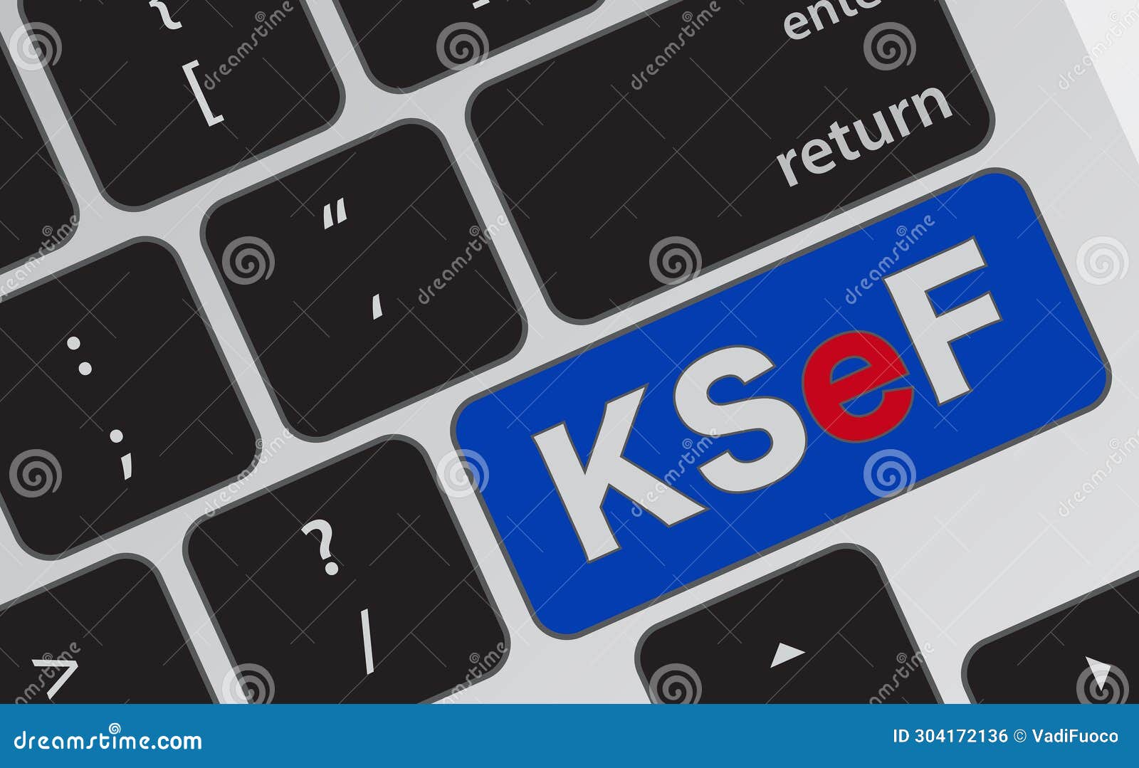 ksef, krajowy system e faktur, text written on a laptop keyboard
